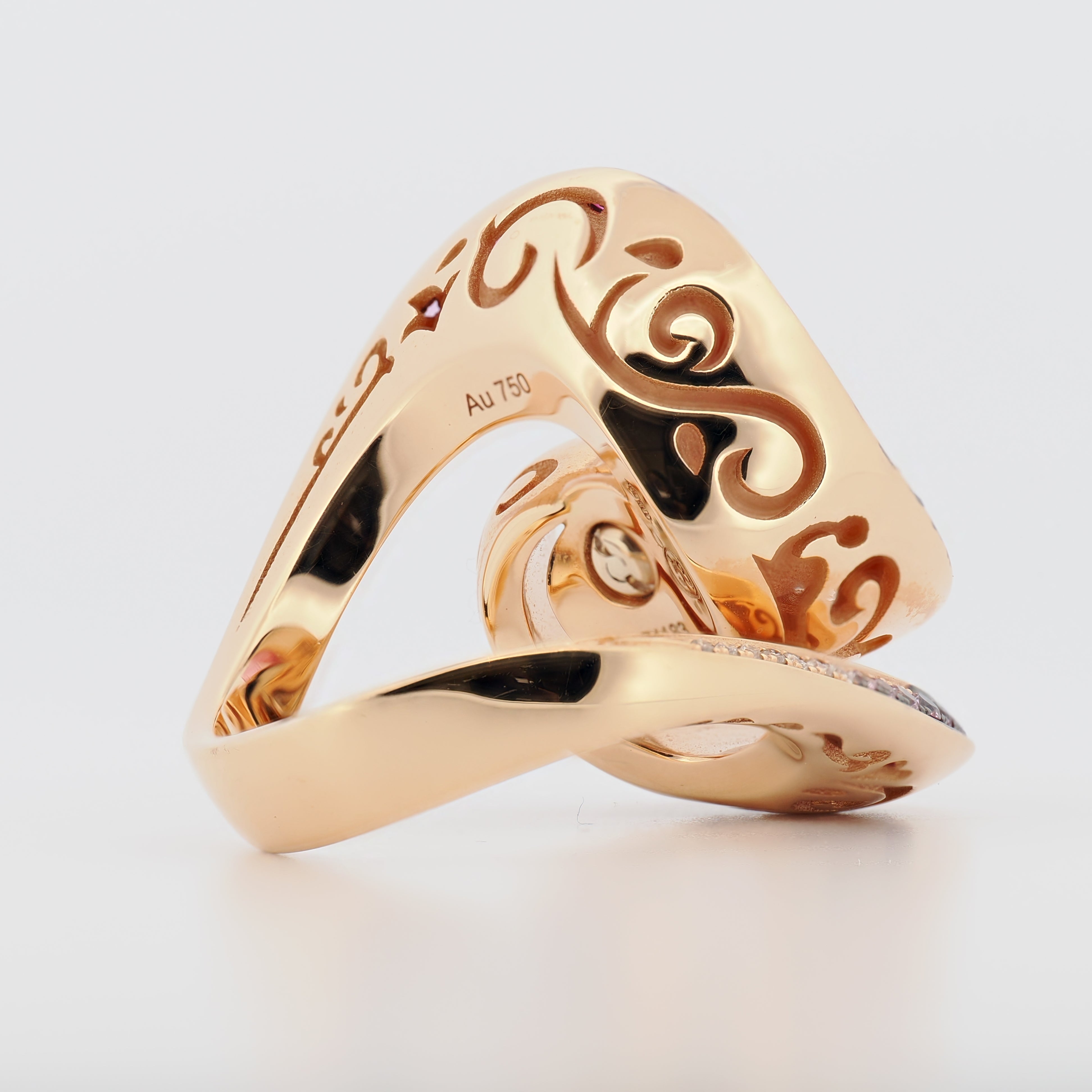 De Grisogono Ring aus 18k Roségold mit filigranem Muster und kleinen Diamanten