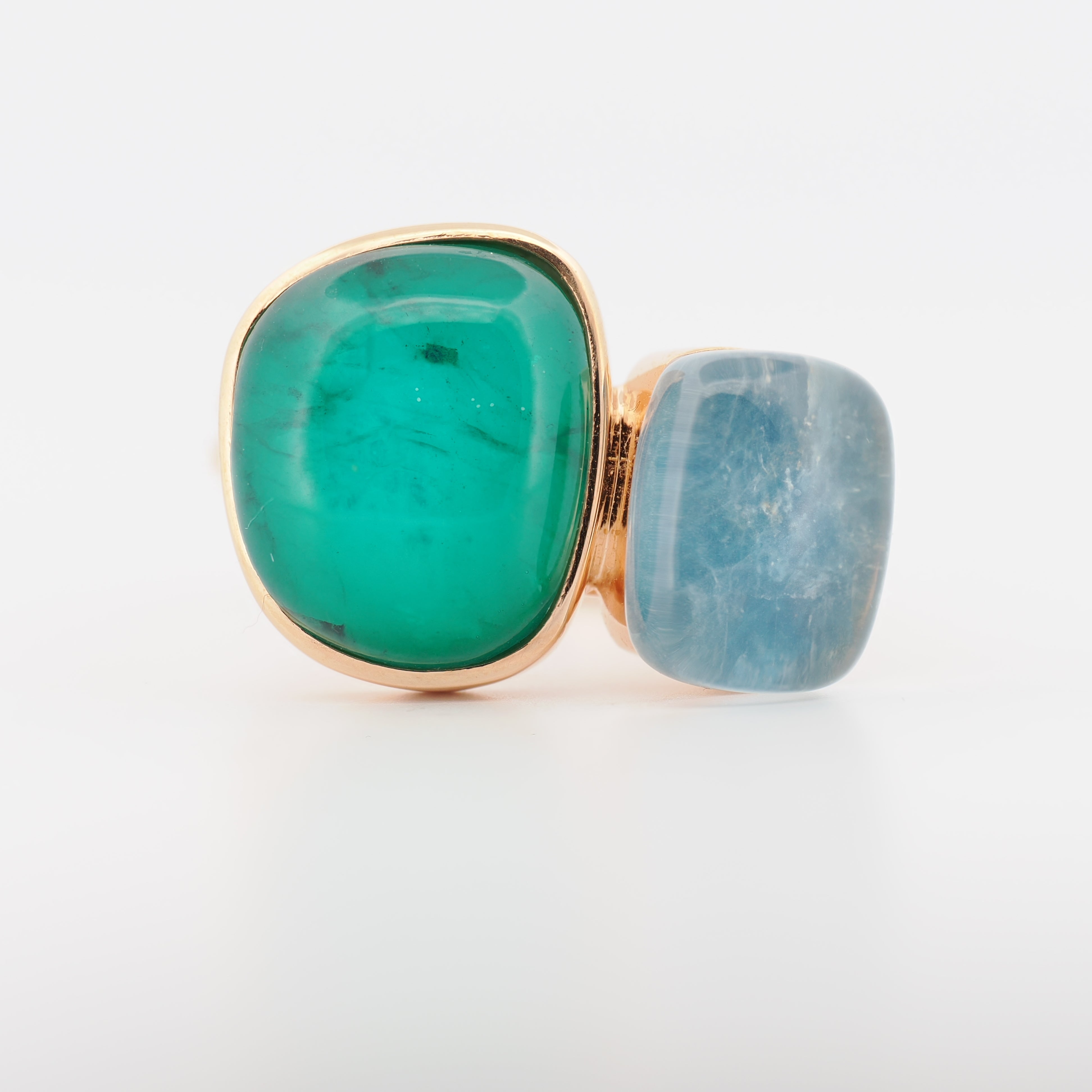 Bigli Chloé x Sweety Ring mit Smaragd und Apatit aus Gelbgold