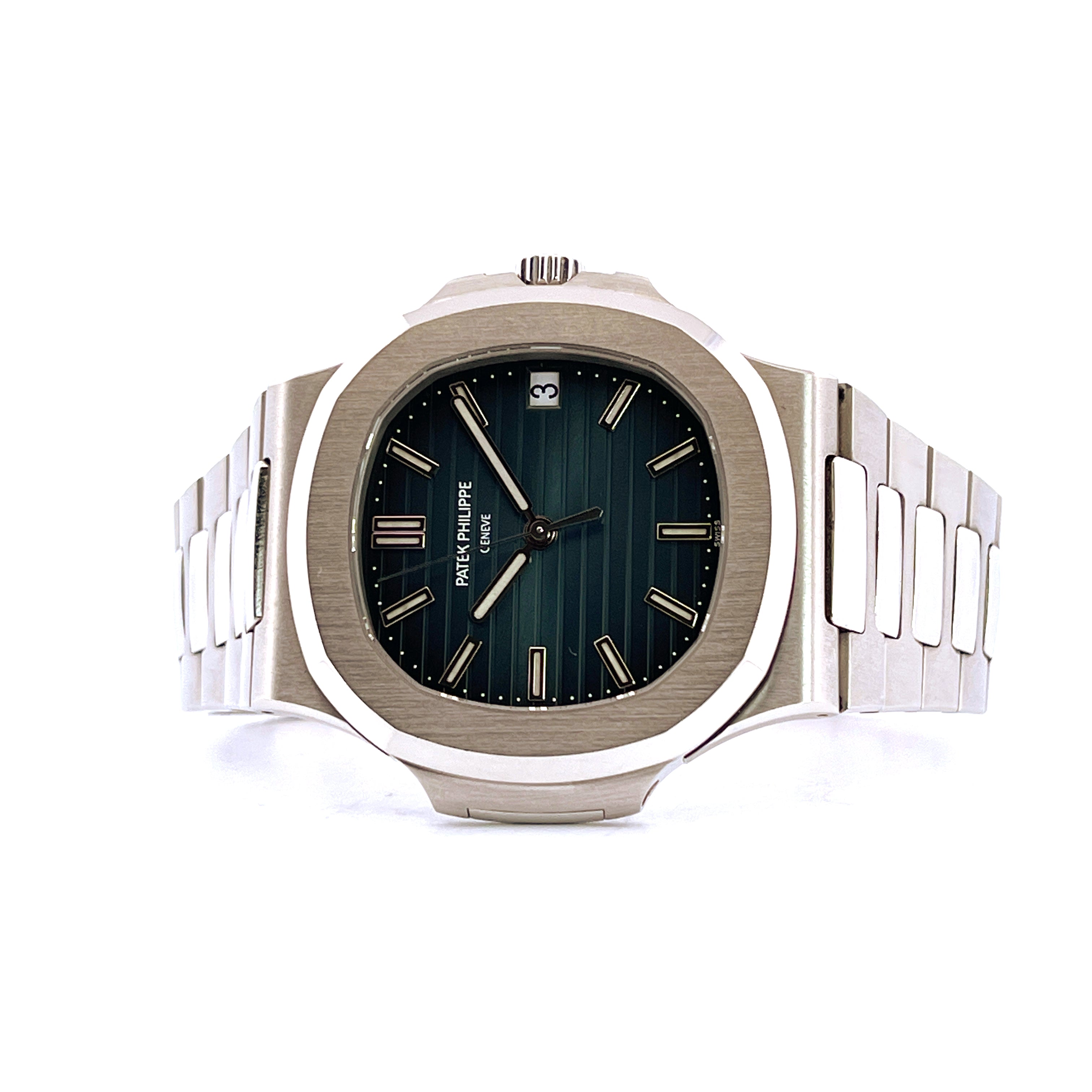 Patek Philippe Nautilus 5711/1A-001 aus Edelstahl mit blauem Zifferblatt Frontansicht