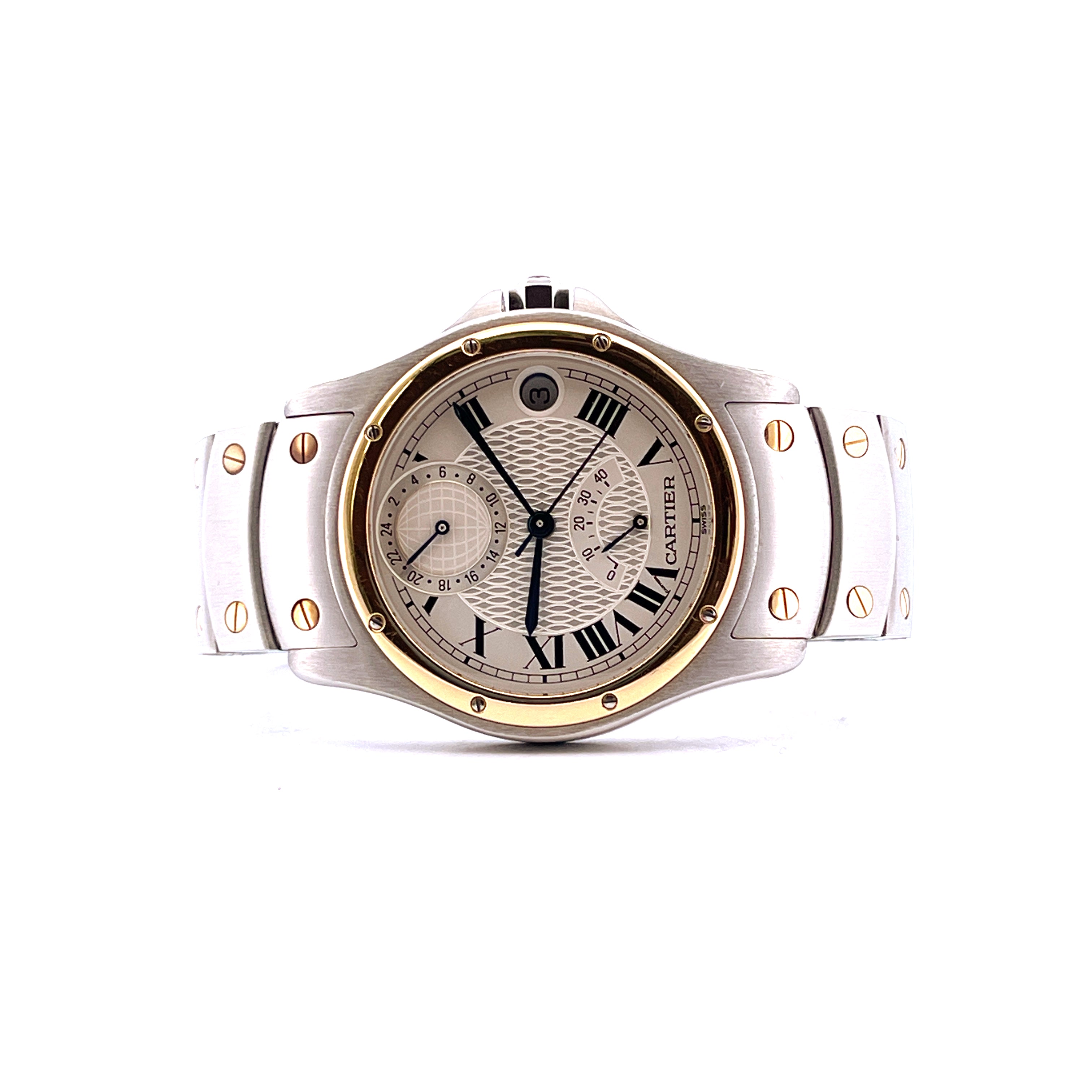 Cartier Santos Ronde 150th Automatic Herrenuhr Stahl/Gold 34mm mit römischen Ziffern und Datumsanzeige