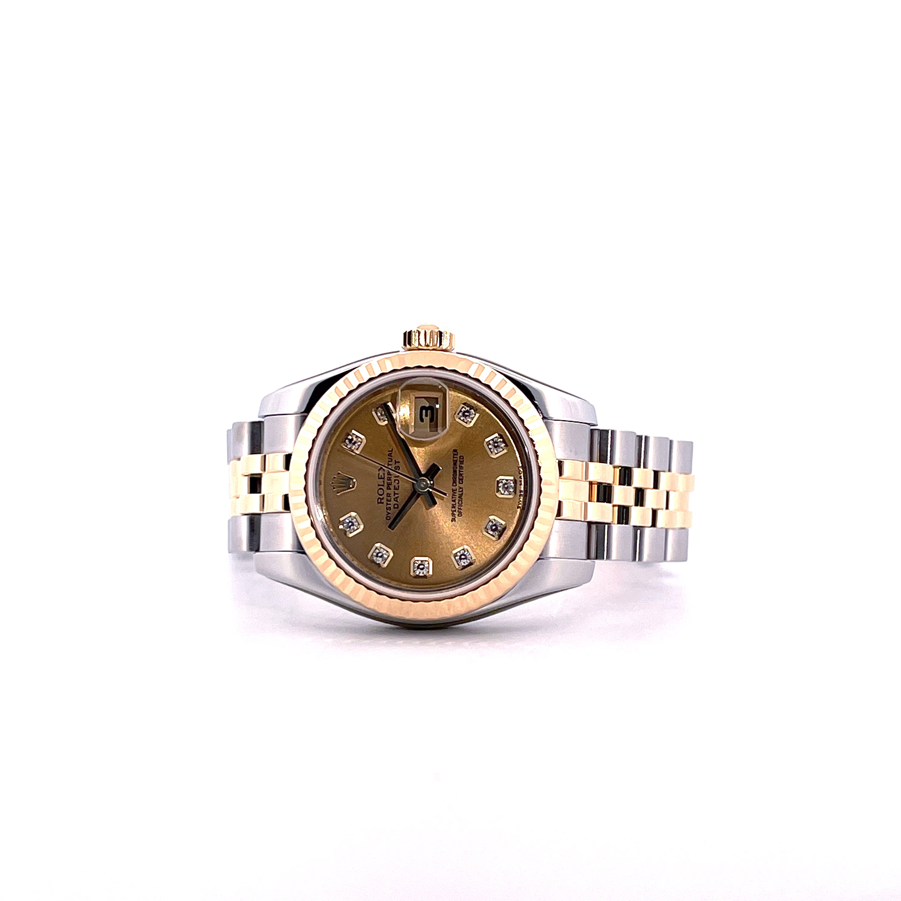 Lady-Datejust 26mm Two Tone & Diamonds Gold Dial / 179173 / Jubilee / perfect Condition / Rolex Service 2026 + Sticker