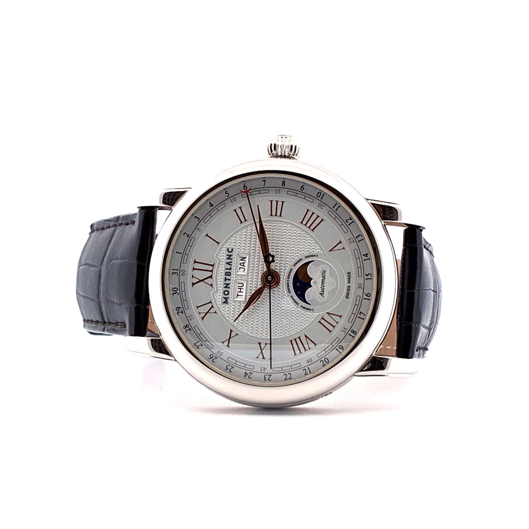 Montblanc Star Roman Quantième Complet Automatik Herrenuhr mit Lederarmband und Mondphasenanzeige
