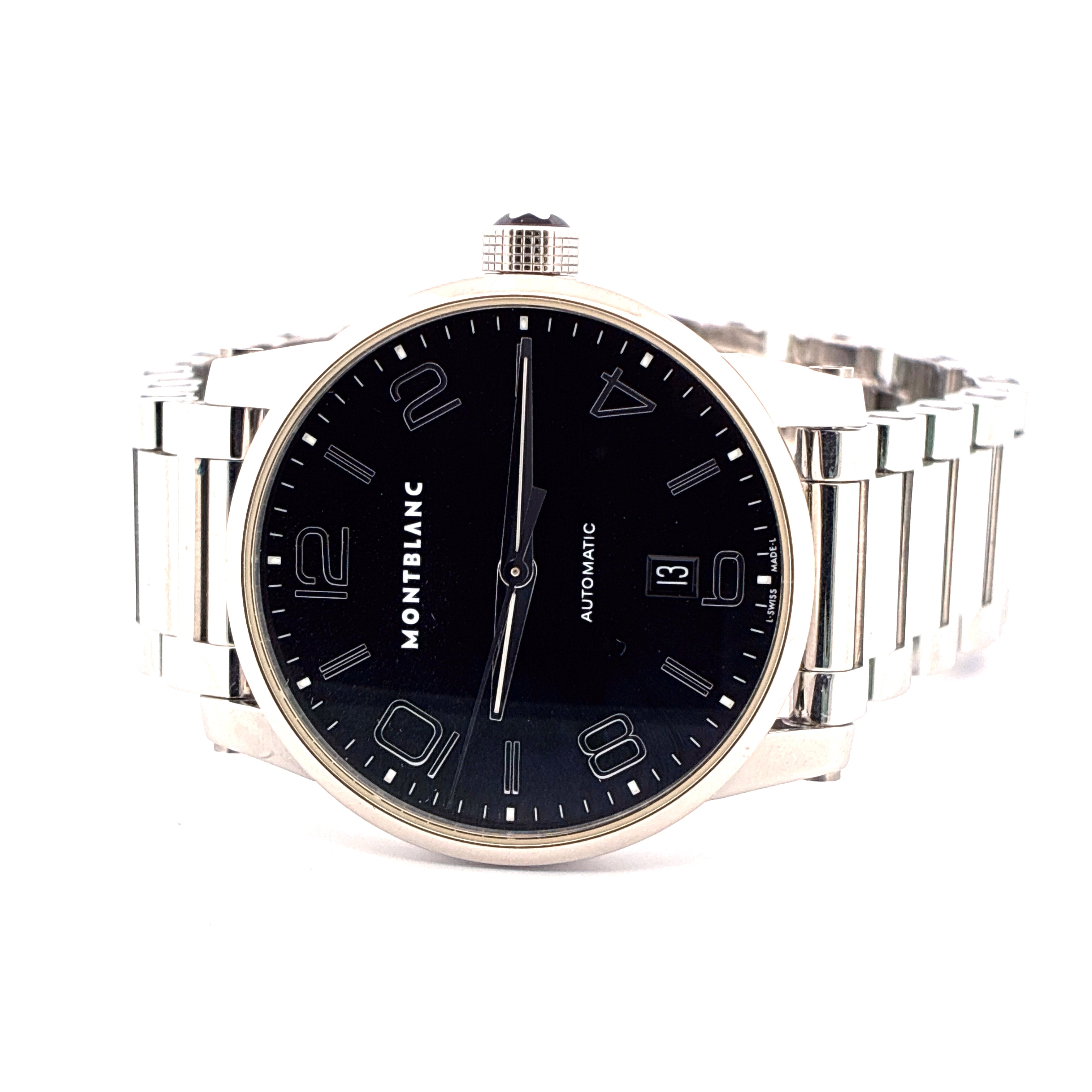 Montblanc Timewalker 39 mm Edelstahl Automatik mit schwarzem Zifferblatt und Stahlarmband