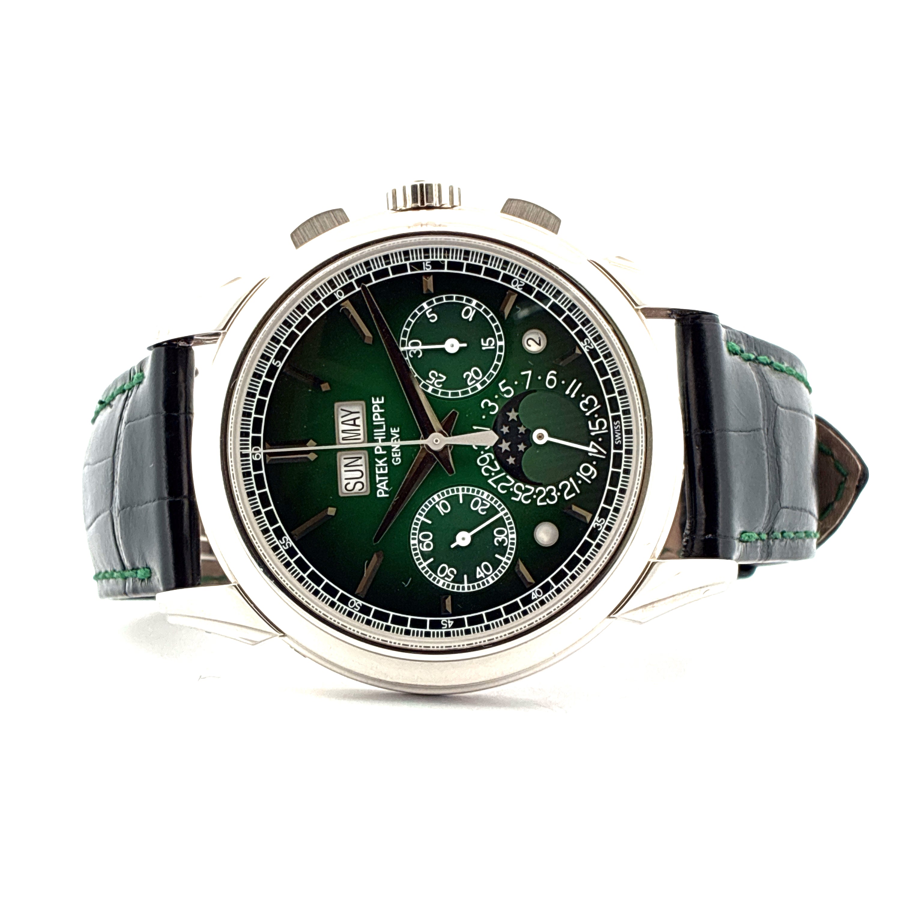 Perpetual Calendar / Platinum / Green Dial / Folding-Clasp / very good condt. / Pusher / Full-Set 2022