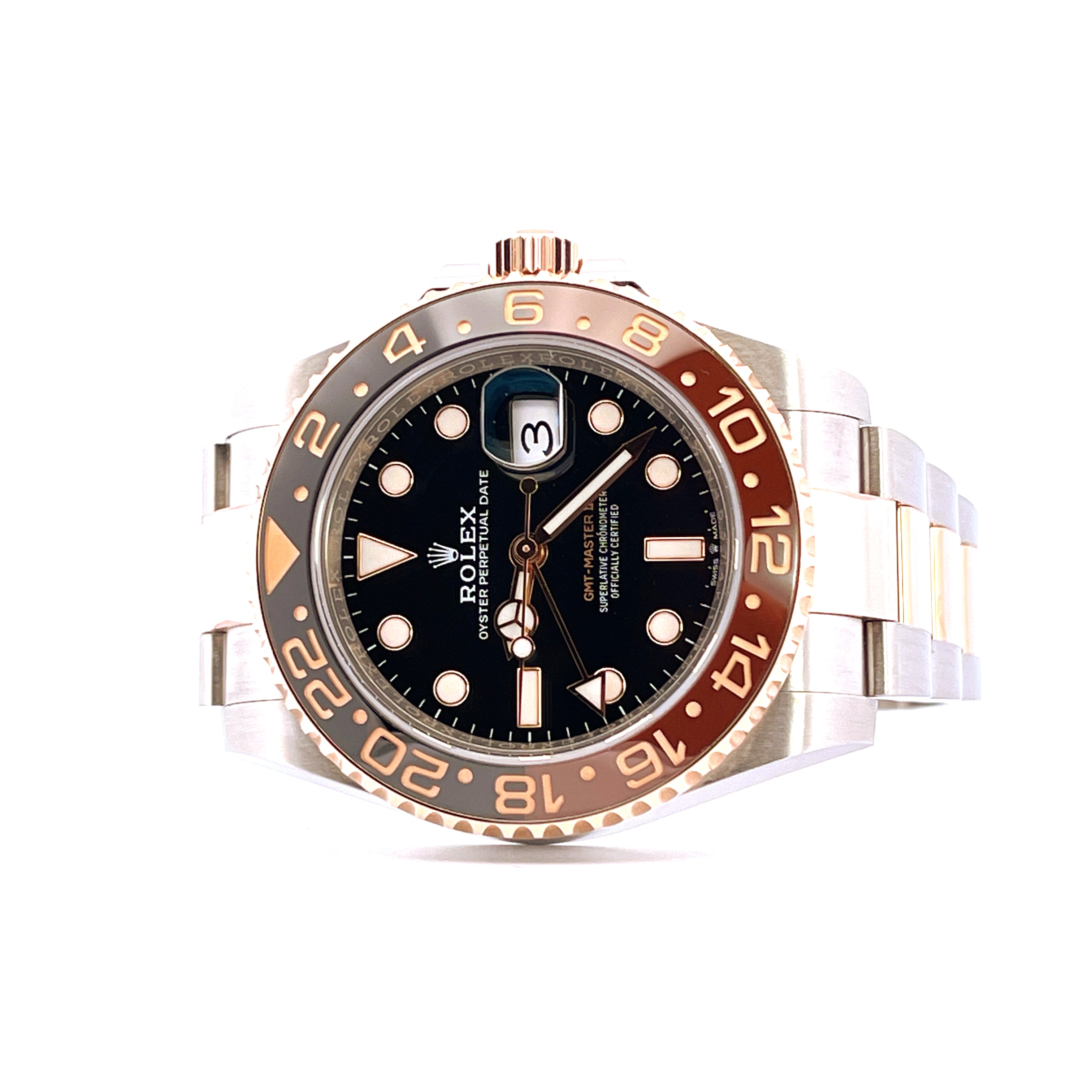 Rolex GMT-Master II Rootbeer aus 2018 im sehr guten Zustand, Gold-Stahl Gehäuse 40mm mit brauner Lünette