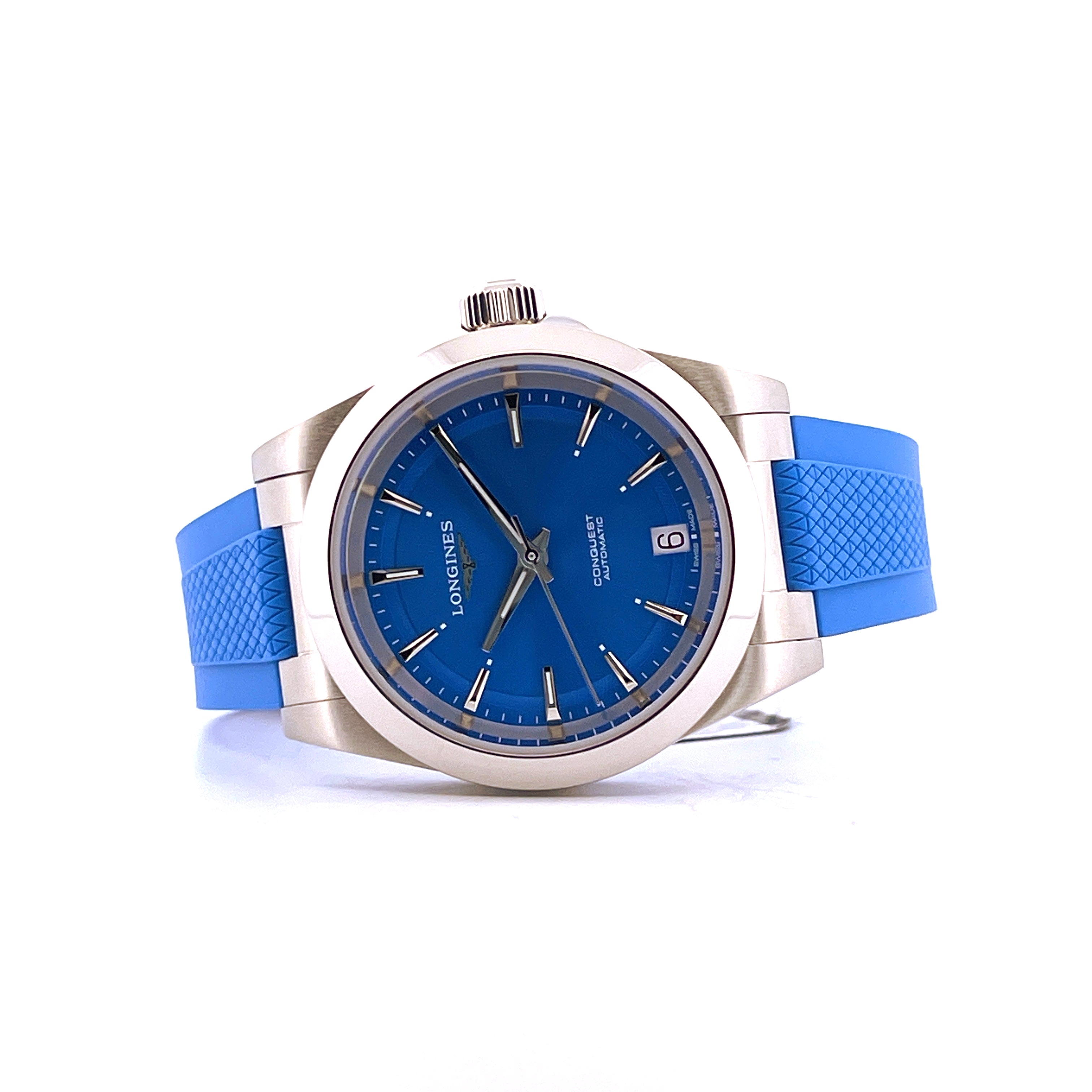 Longines Conquest Lady Rubber SYLT EDITION: Blaue Automatikuhr mit Edelstahlgehäuse und blauem Kautschukband