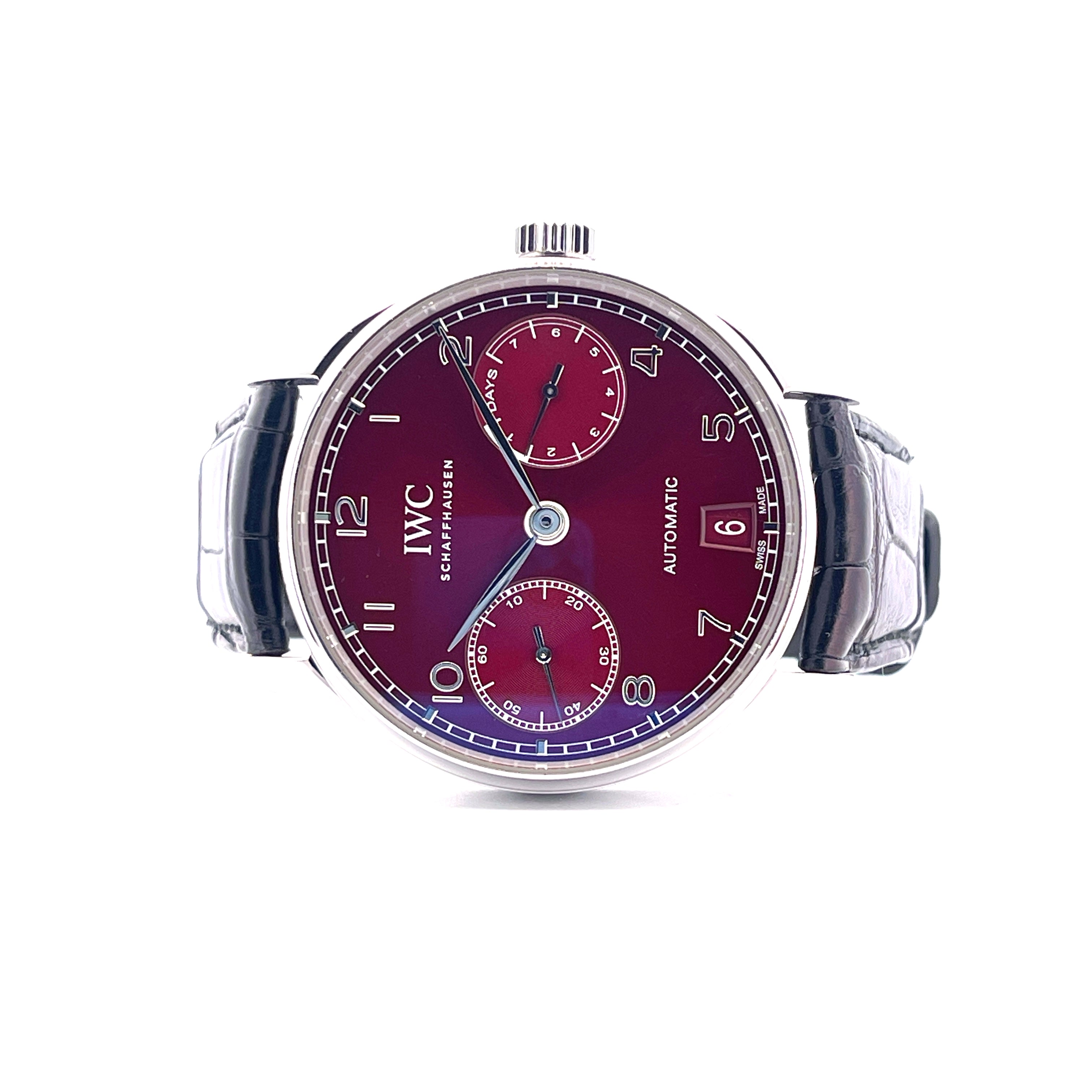 Portugieser Automatik / Red Dial / Leather Strap / Folding Clasp