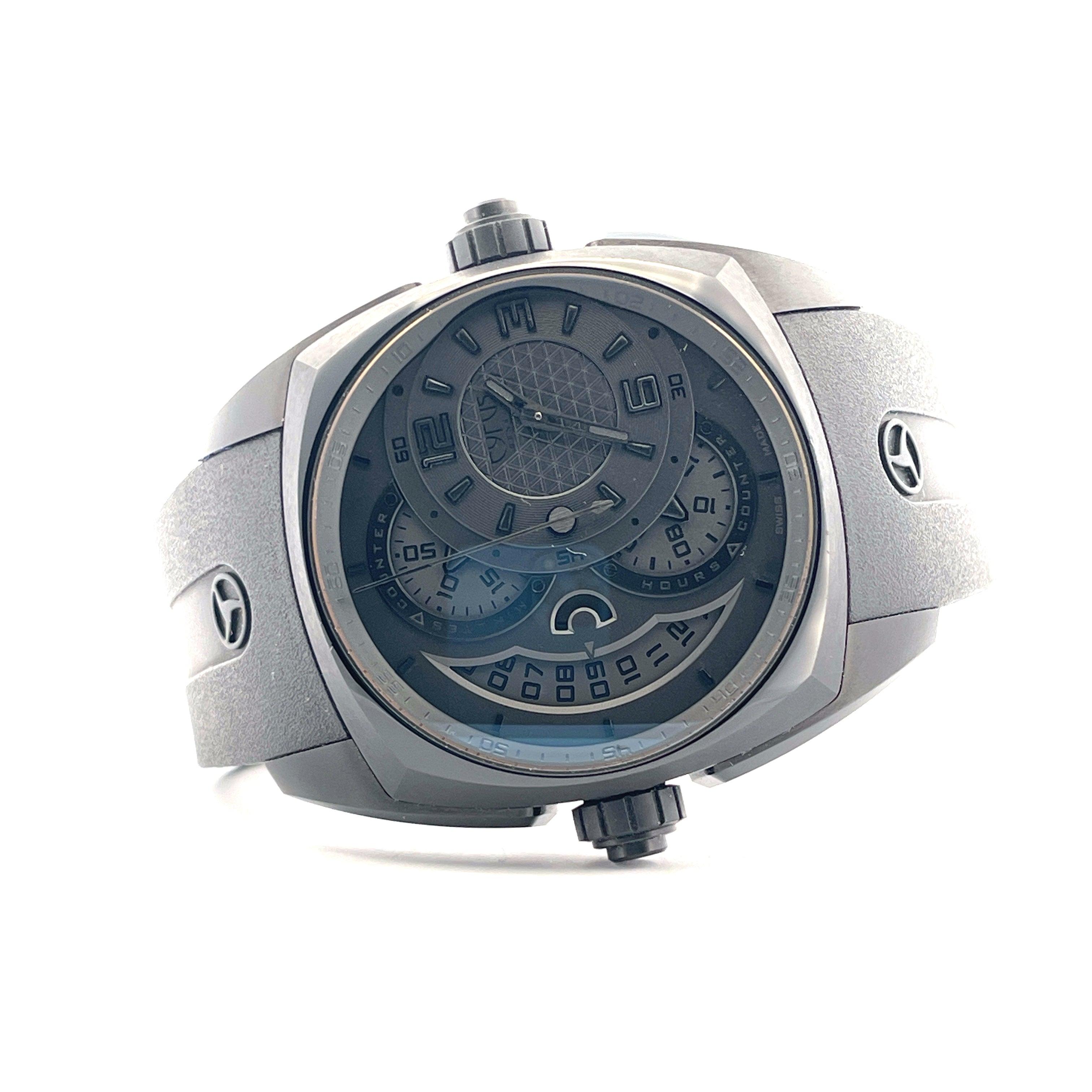 Cyrus Klepcys Chronograph Black DLC Steel Limited Edition, dunkles Zifferblatt, Titan DLC Gehäuse, graues Armband