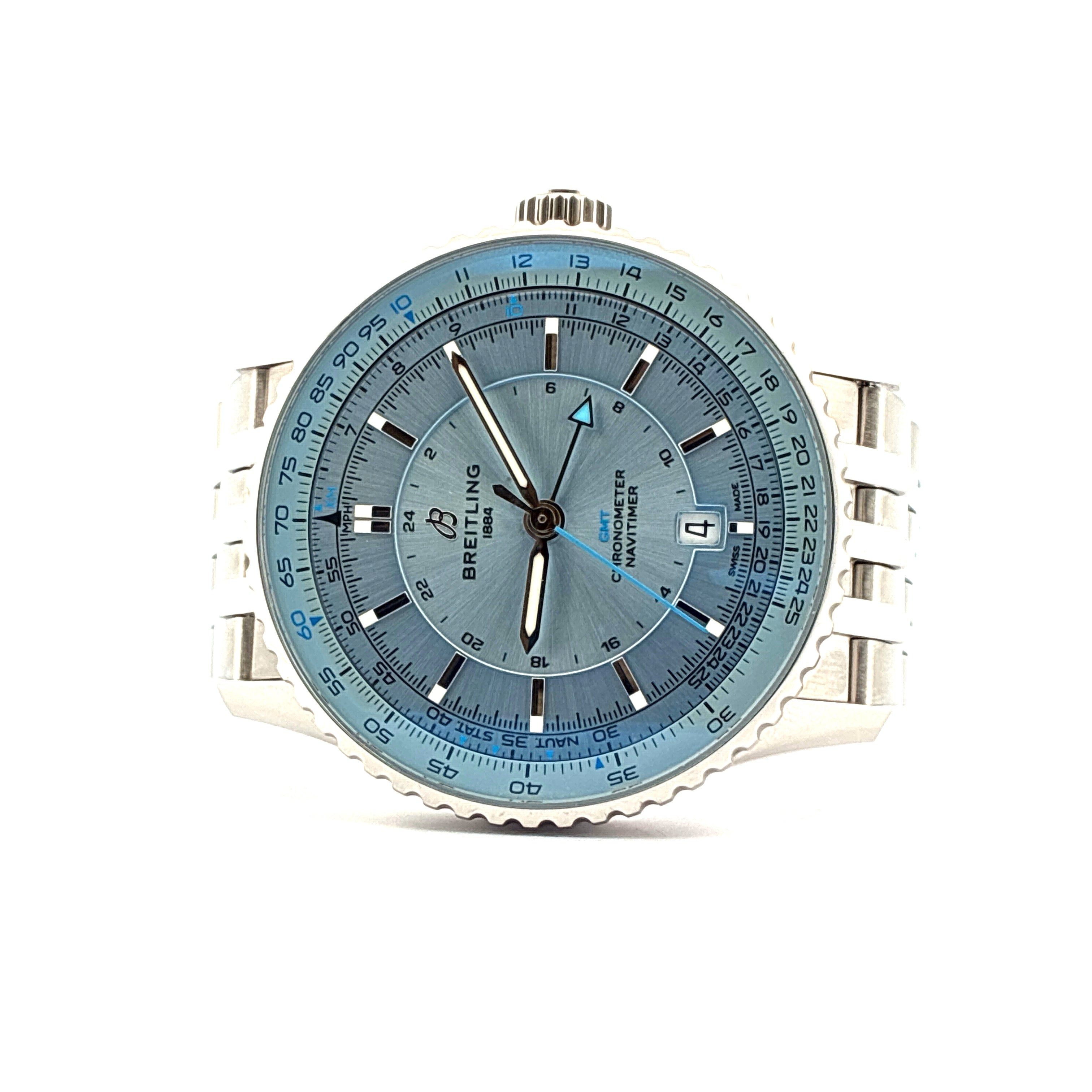 Navitimer / second strap / GMT / Ice Blue Dial / orig. Rechnung / Stainless Steel / Full-Set / 2024