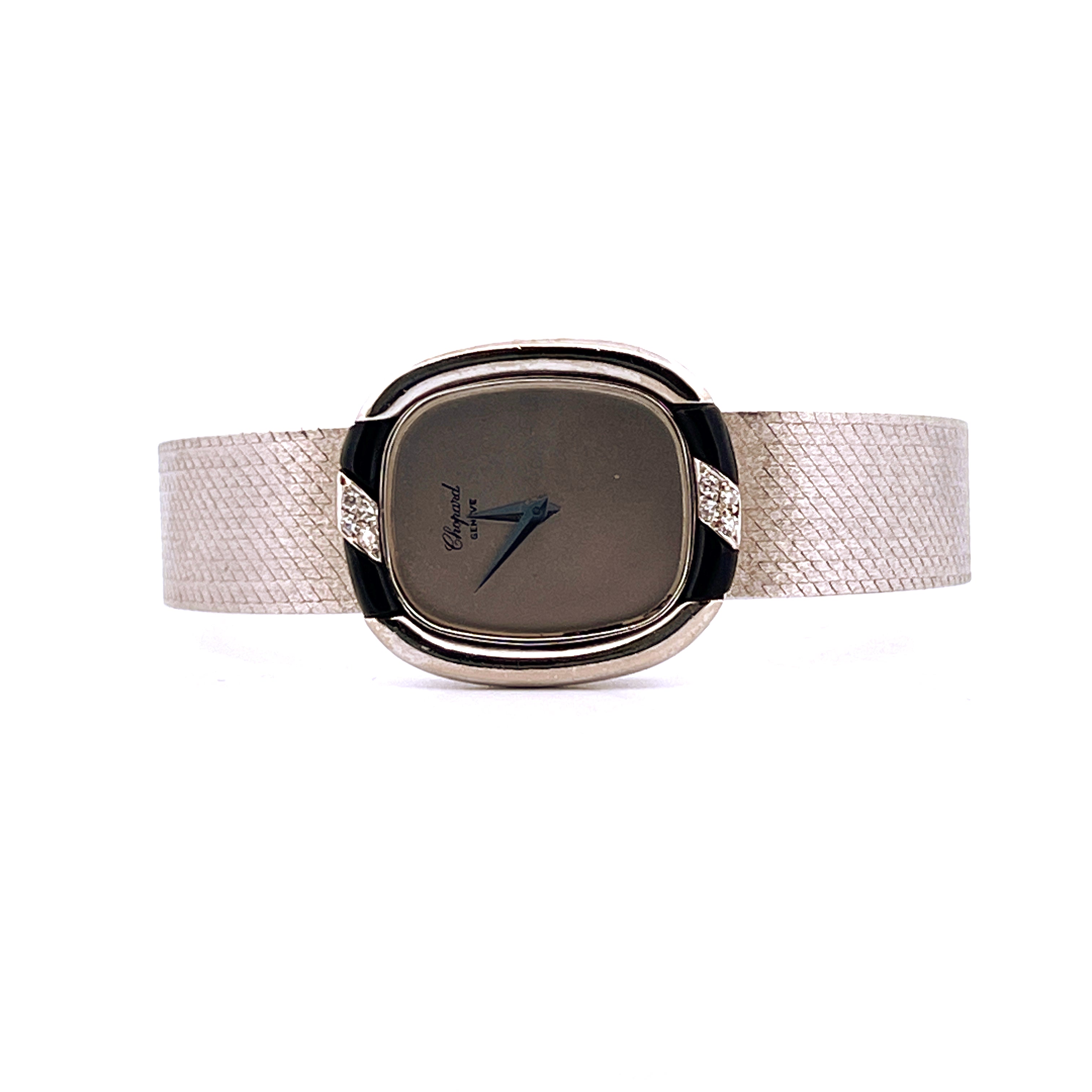 Chopard Classic Weißgold Uhr mit grauem Zifferblatt, Diamanten und einem Milanese-Armband
