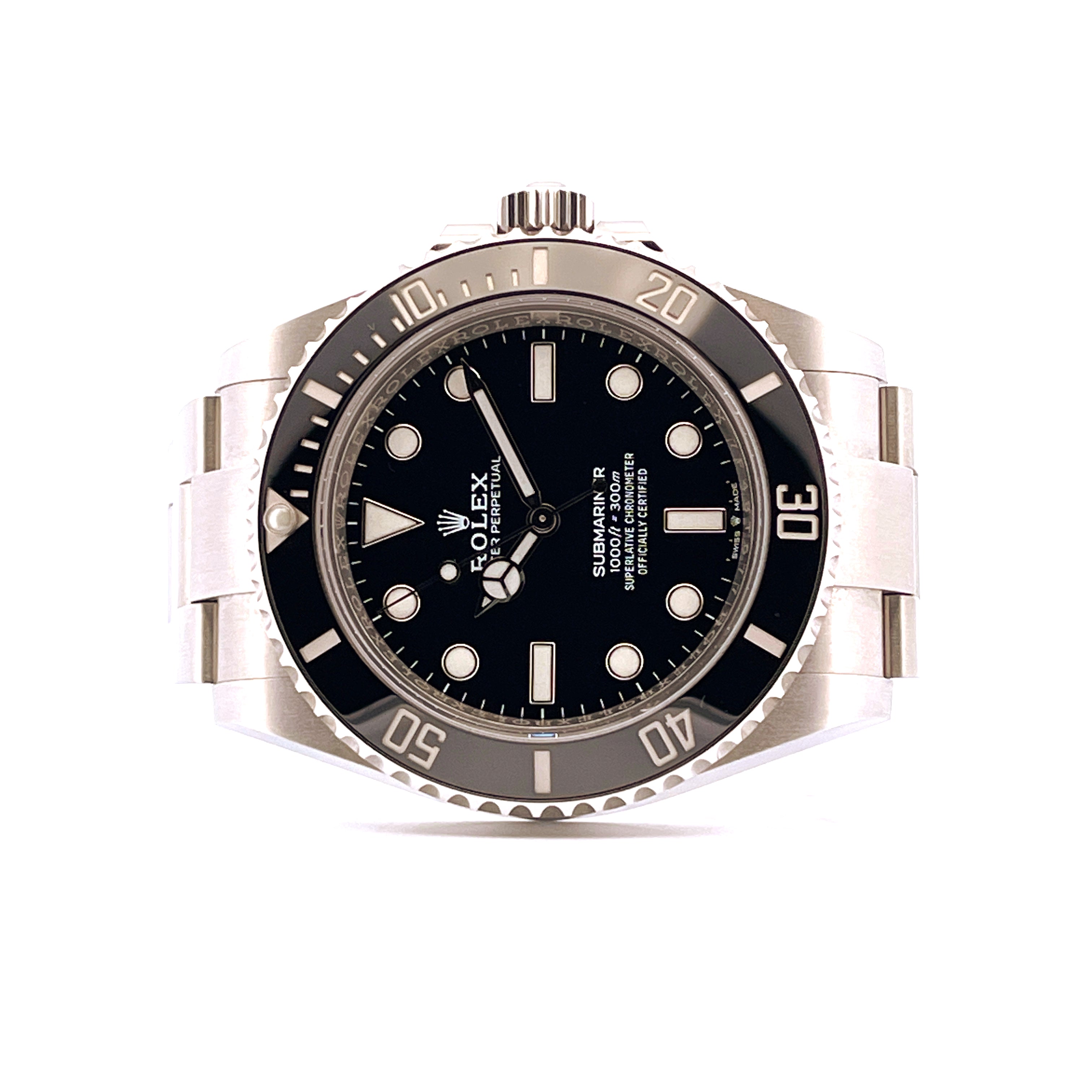 Rolex Submariner 124060 NoDate Automatik Herrenuhr mit schwarzem Zifferblatt und Stahlgehaeuse