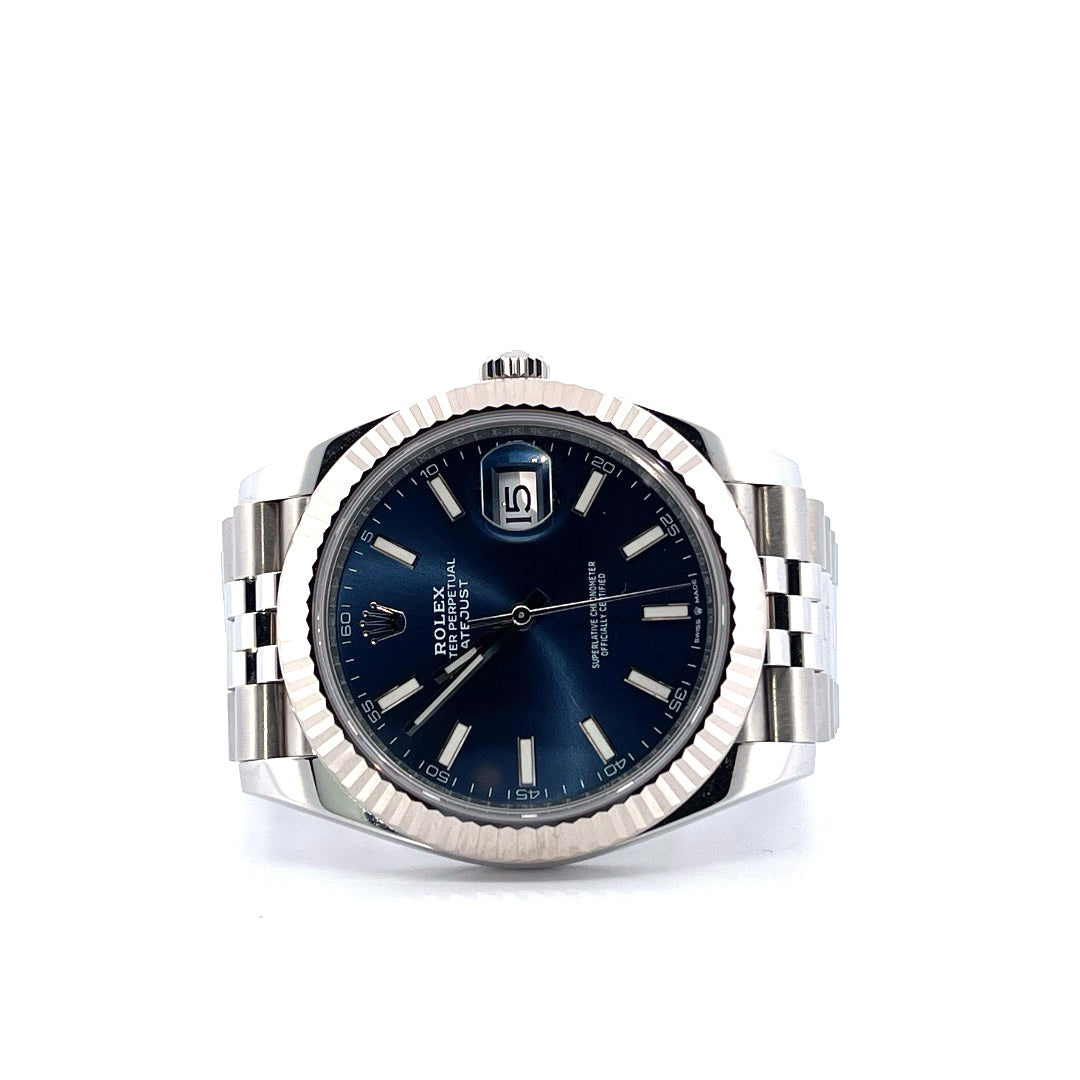 Datejust 41 / Blaues Zifferblatt / Jubilee Band / Weißgold Lünette (2022) - Juwelier Spliedt