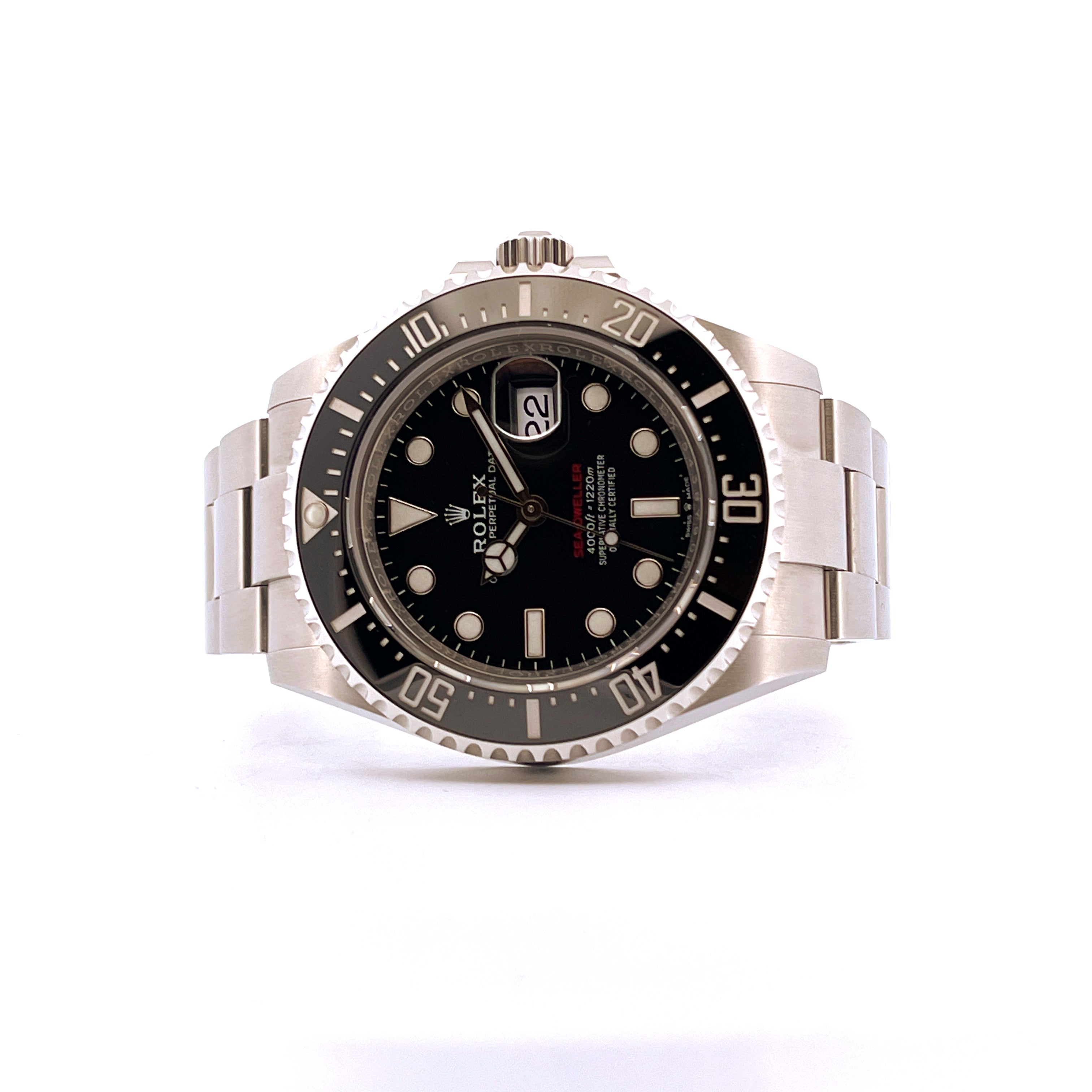 Rolex Sea-Dweller Ref. 126600 Stahl Automatik mit schwarzem Zifferblatt im Frontalansicht
