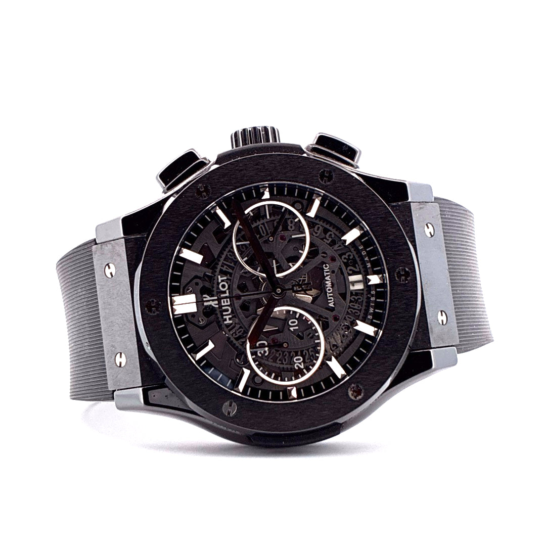 Hublot Classic Fusion Aerofusion Chronograph Skeleton in Schwarz mit schwarzem Kautschukarmband
