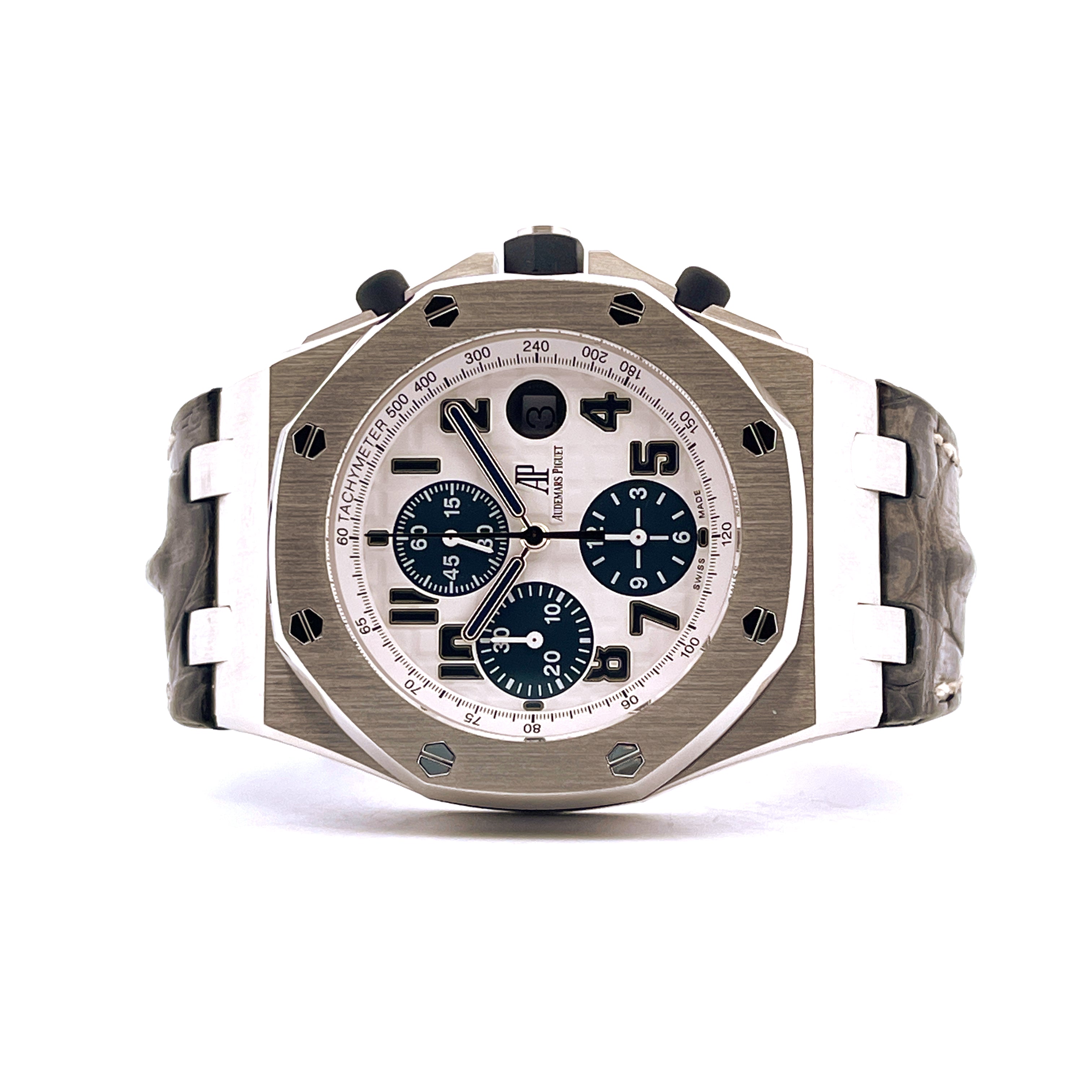 Audemars Piguet Royal Oak Offshore Navy 26170ST Chronograph aus Edelstahl mit blauem Zifferblatt und Lederarmband