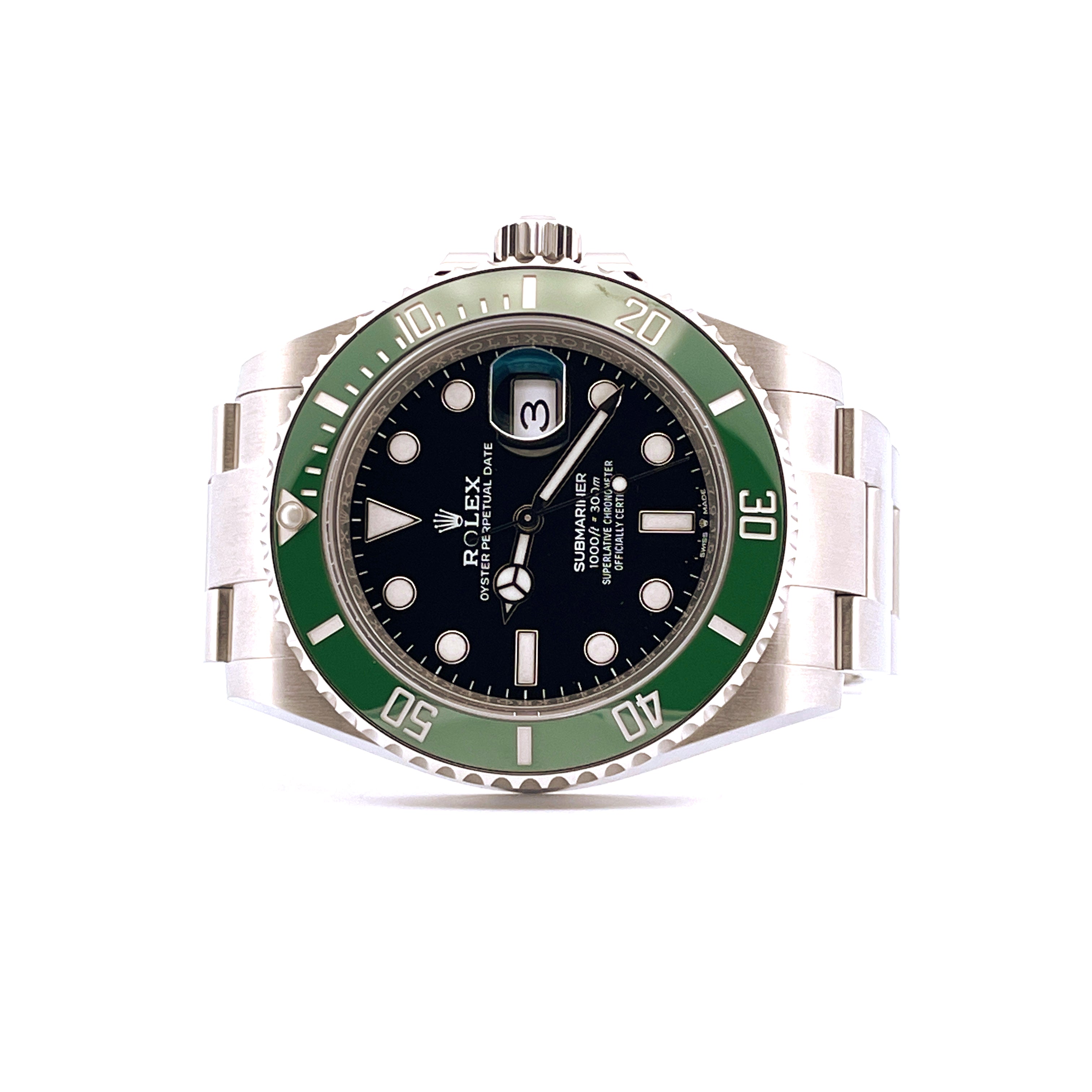 Rolex Submariner Date Starbucks 2023 Frontansicht Stahl mit grüner Lünette und schwarzem Zifferblatt