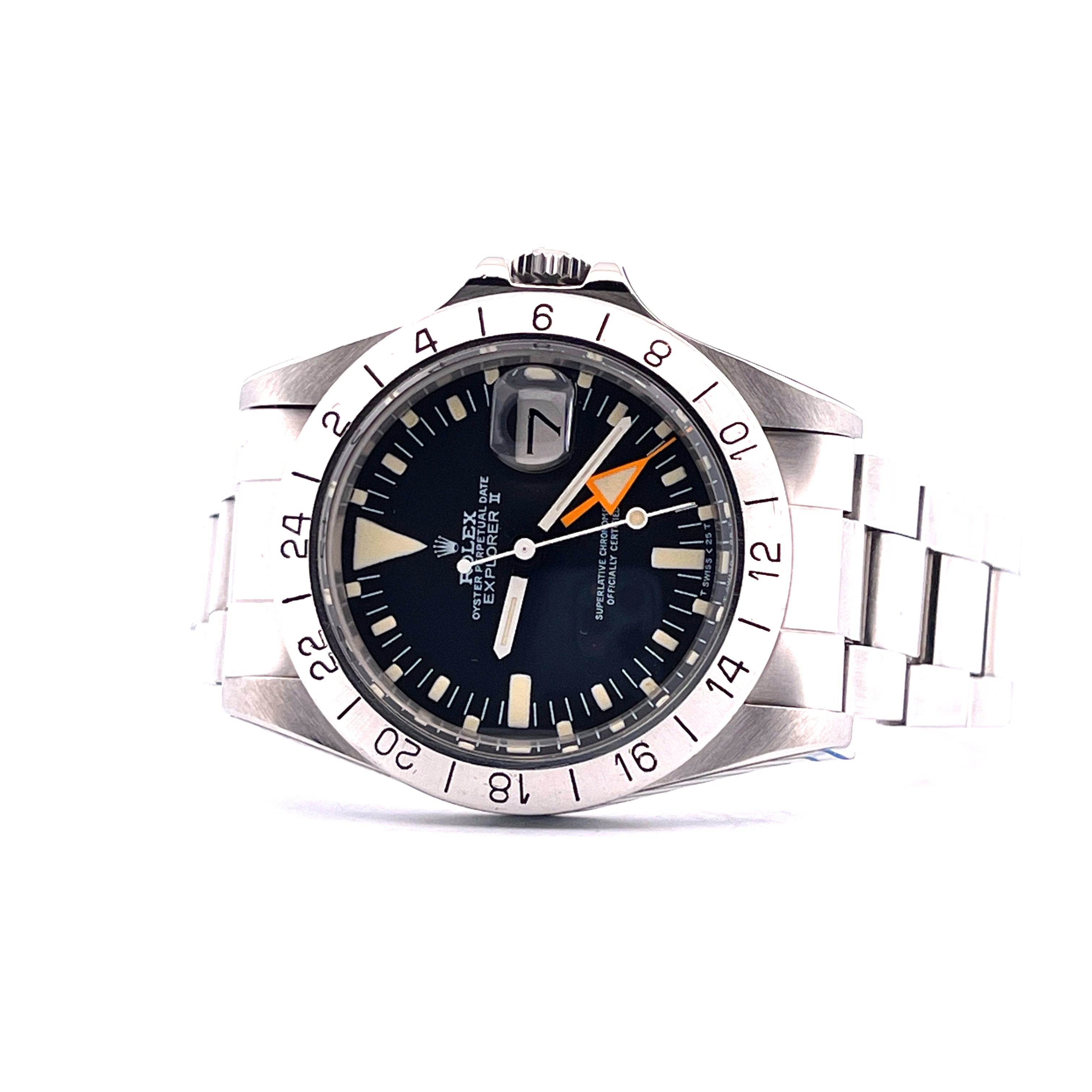 Rolex Explorer II "Steve McQueen" mit schwarzem Zifferblatt, Datumsanzeige und orangefarbenem GMT-Zeiger