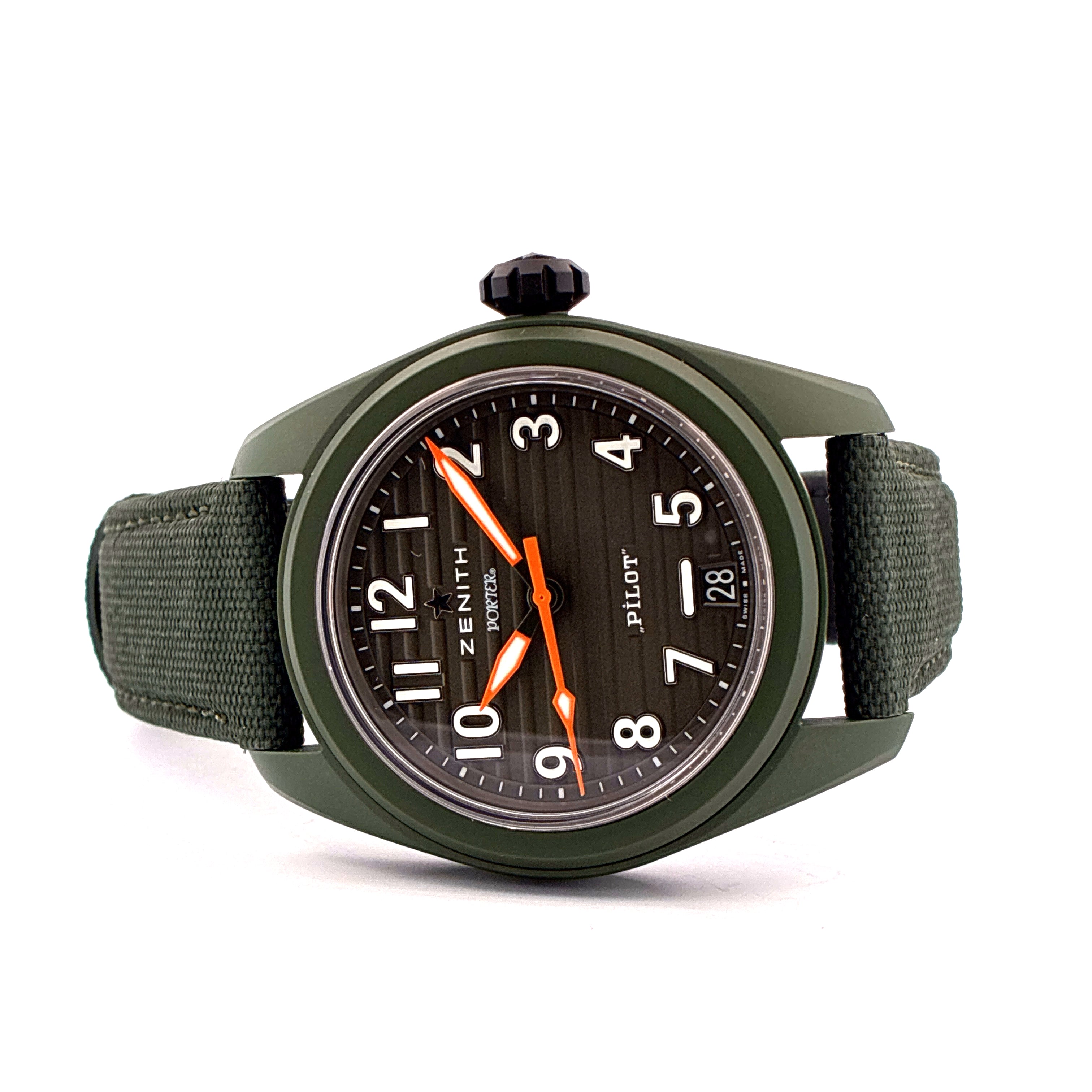 Zenith Pilot Central Automatic Porter Pilot Edition / Green Strap / Limited Edition 500 / Full-Set / Like New