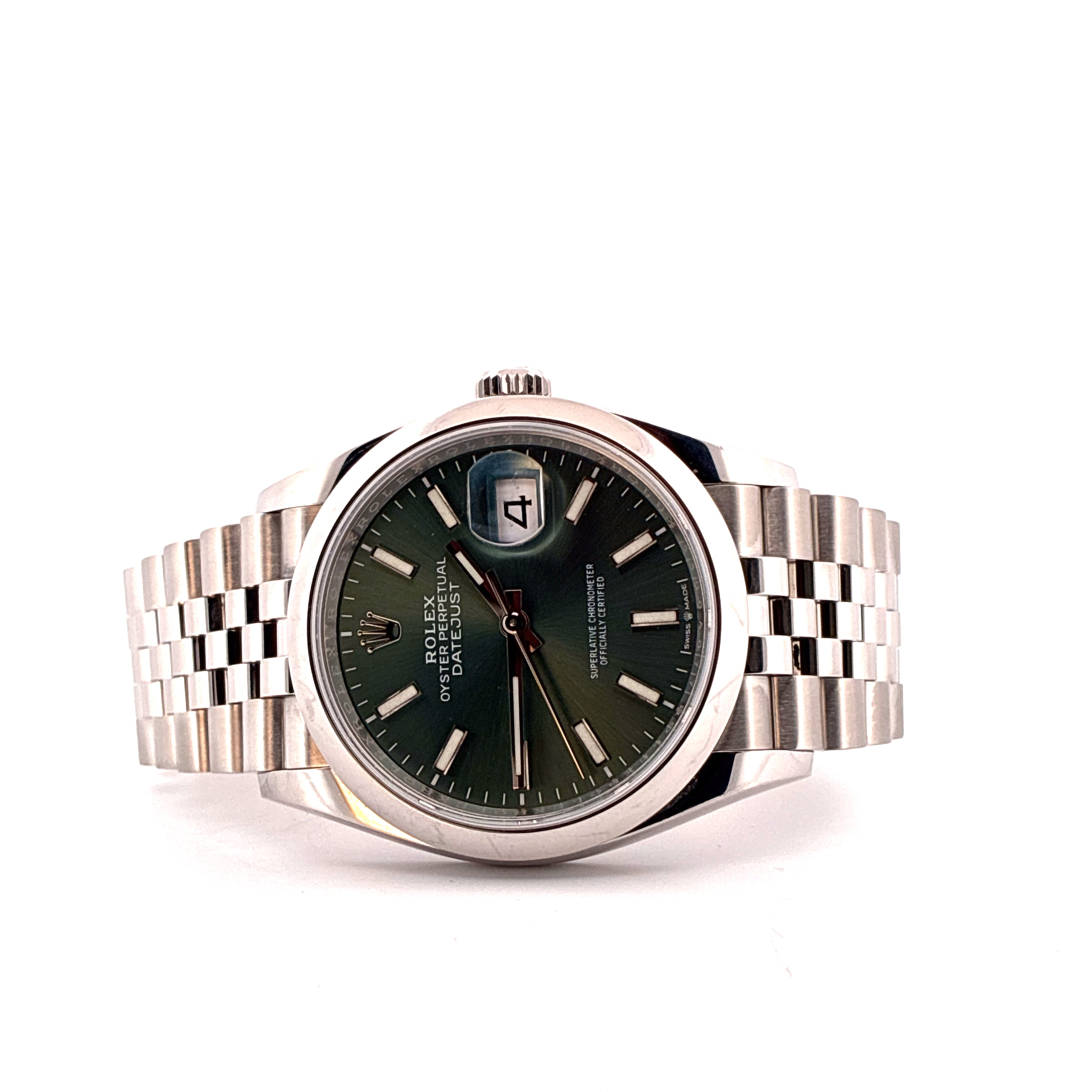 Rolex Datejust 36mm in Stahl mit dunklem Zifferblatt und Jubilee-Armband