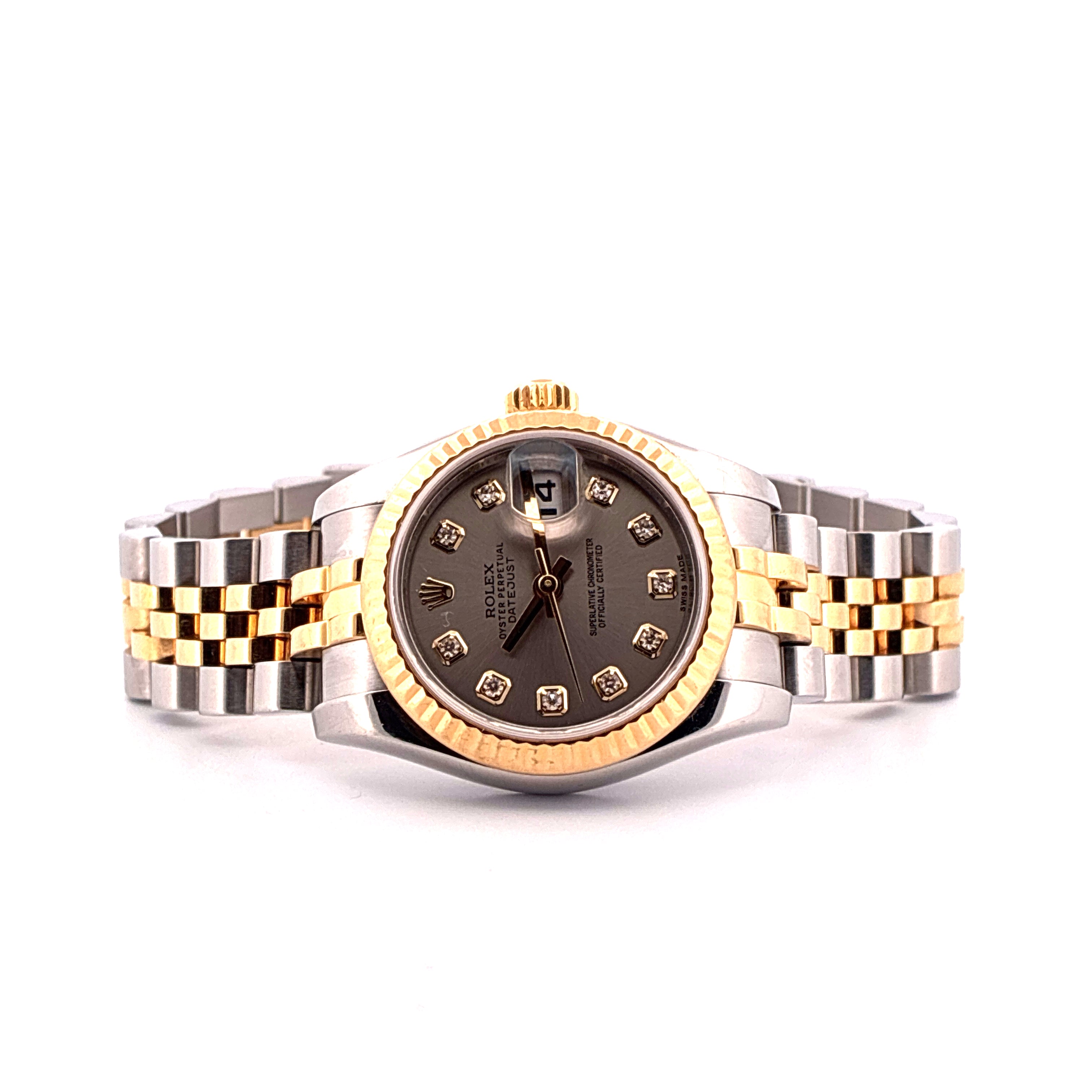 Rolex Lady-Datejust Bicolor Automatik mit Diamanten und grauem Zifferblatt