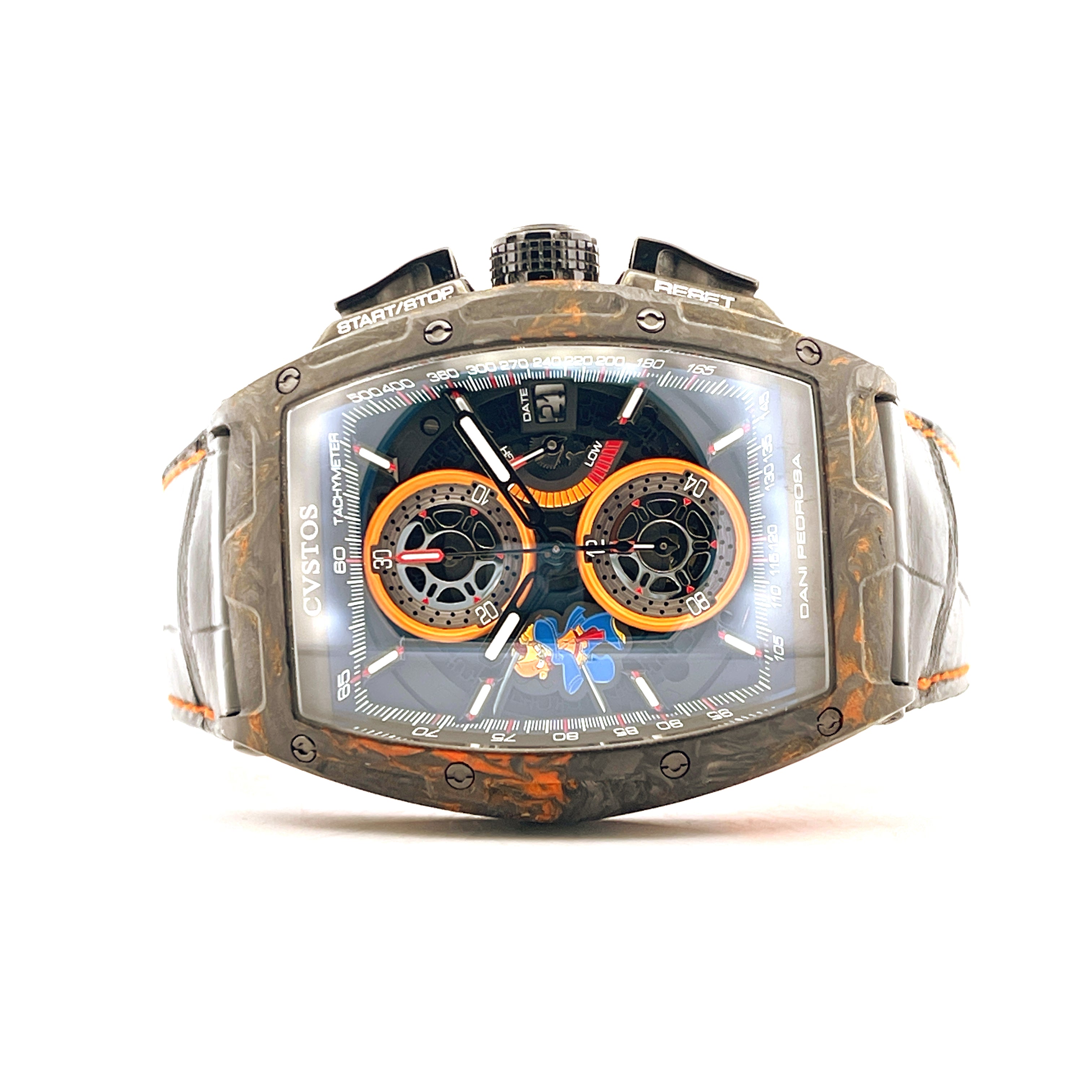 Cvstos Challenge II Chrono DANI PEDROSA Limited Edition 100 Automatik-Uhr in Carbon mit orangefarbenen Akzenten