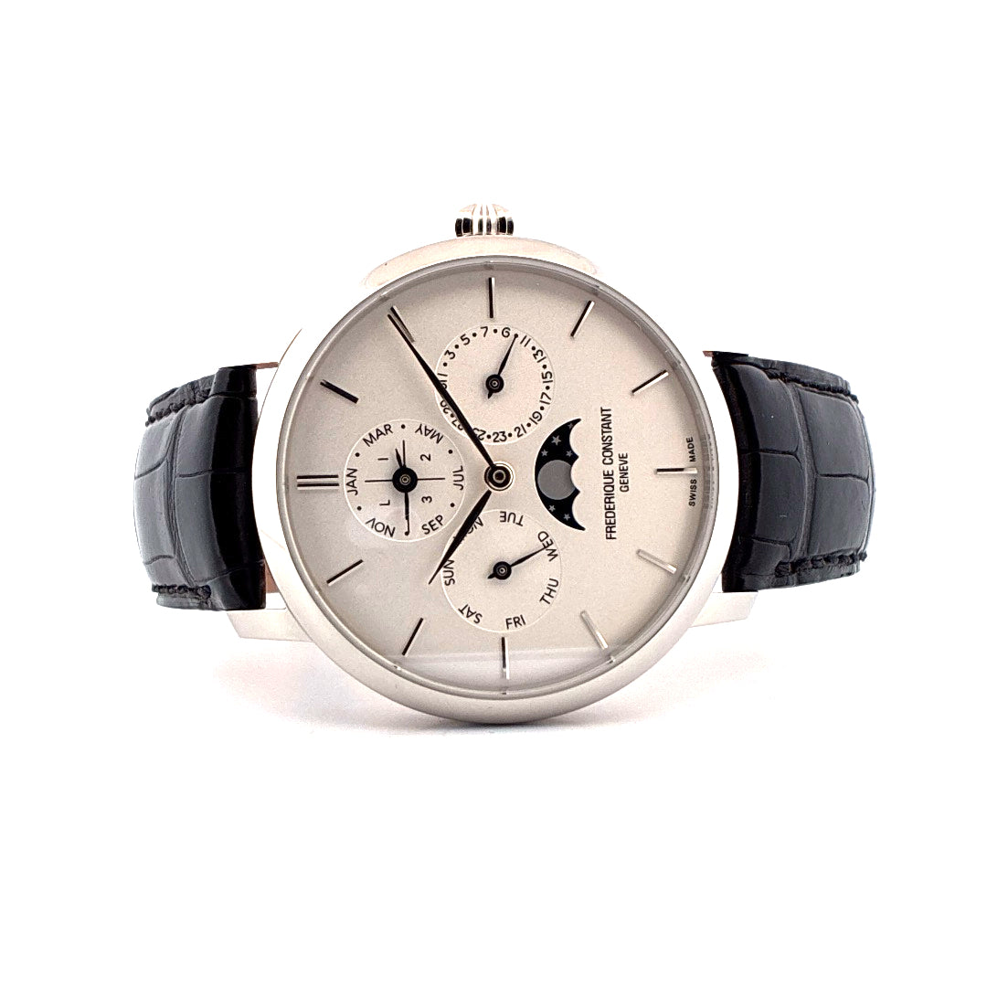 Frederique Constant Classics Manufacture Ewiger Kalender Automatik Edelstahl schwarz auf weiß