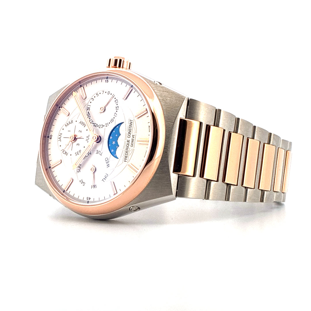 Frederique Constant Manufacture Slimline Perpetual Calendar Automatik aus Stahl und Gold mit Mondphasenanzeige