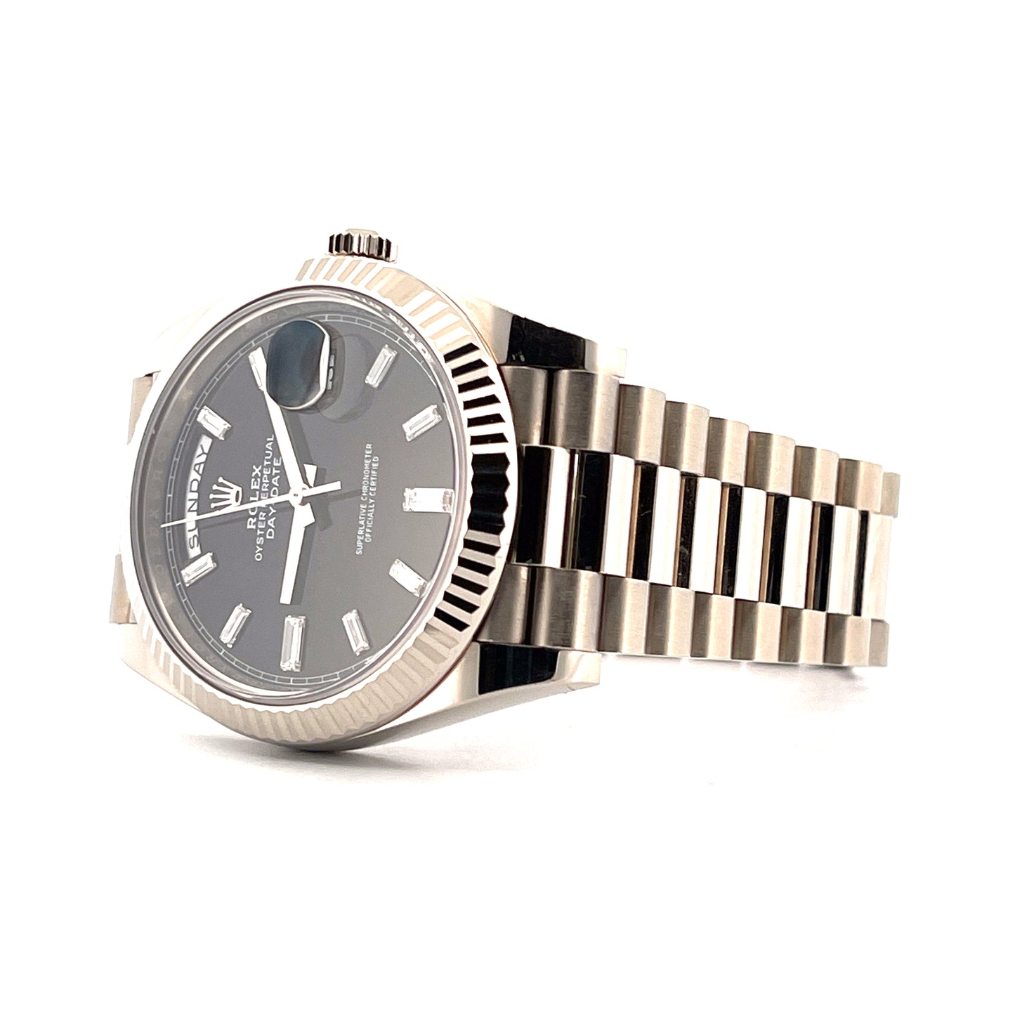 Rolex - Rolex Day-Date 40 Black Dial & Baguette Diamonds - Juwelier Spliedt
