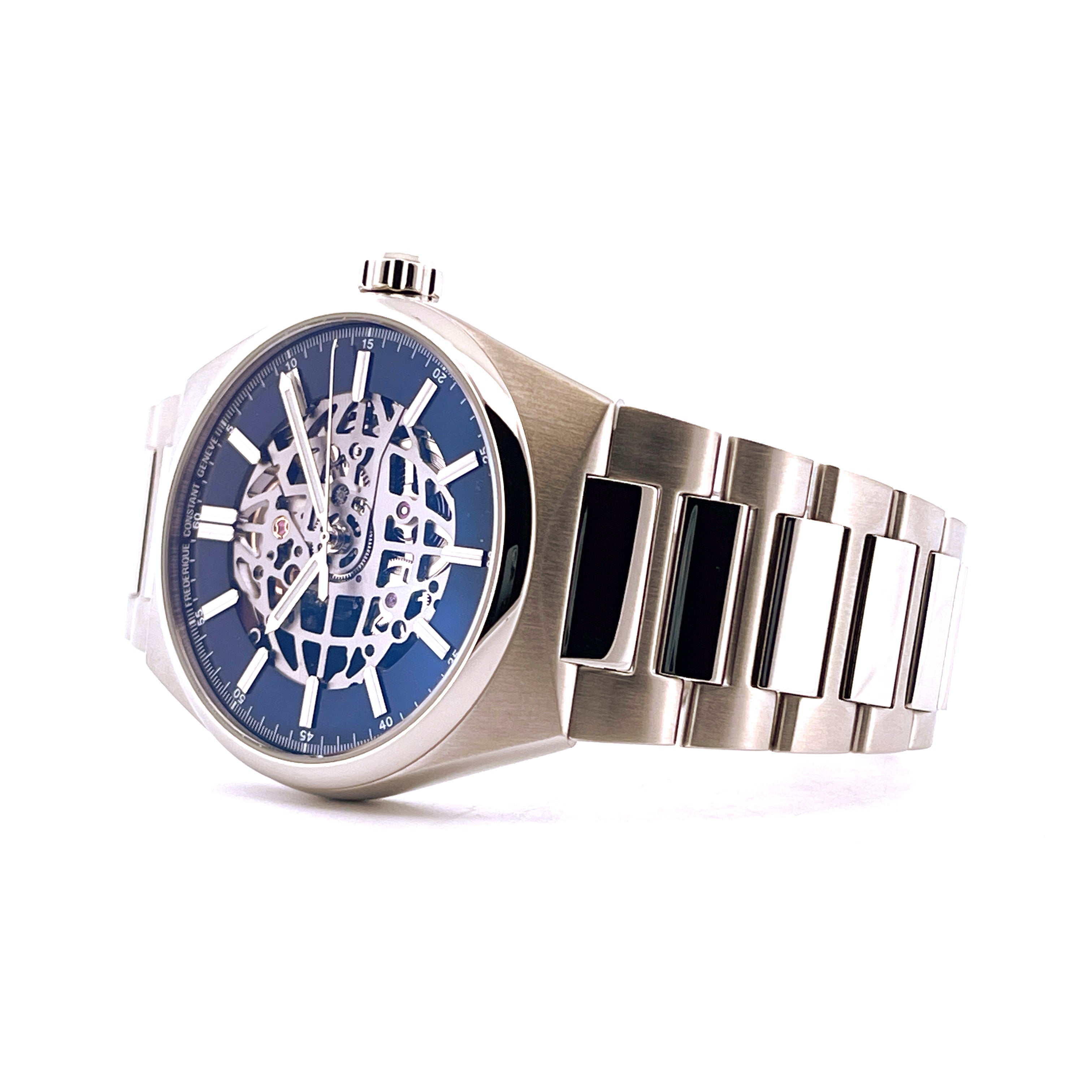 Frederique Constant Highlife Skeleton Automatik mit blauem Zifferblatt und Edelstahlband