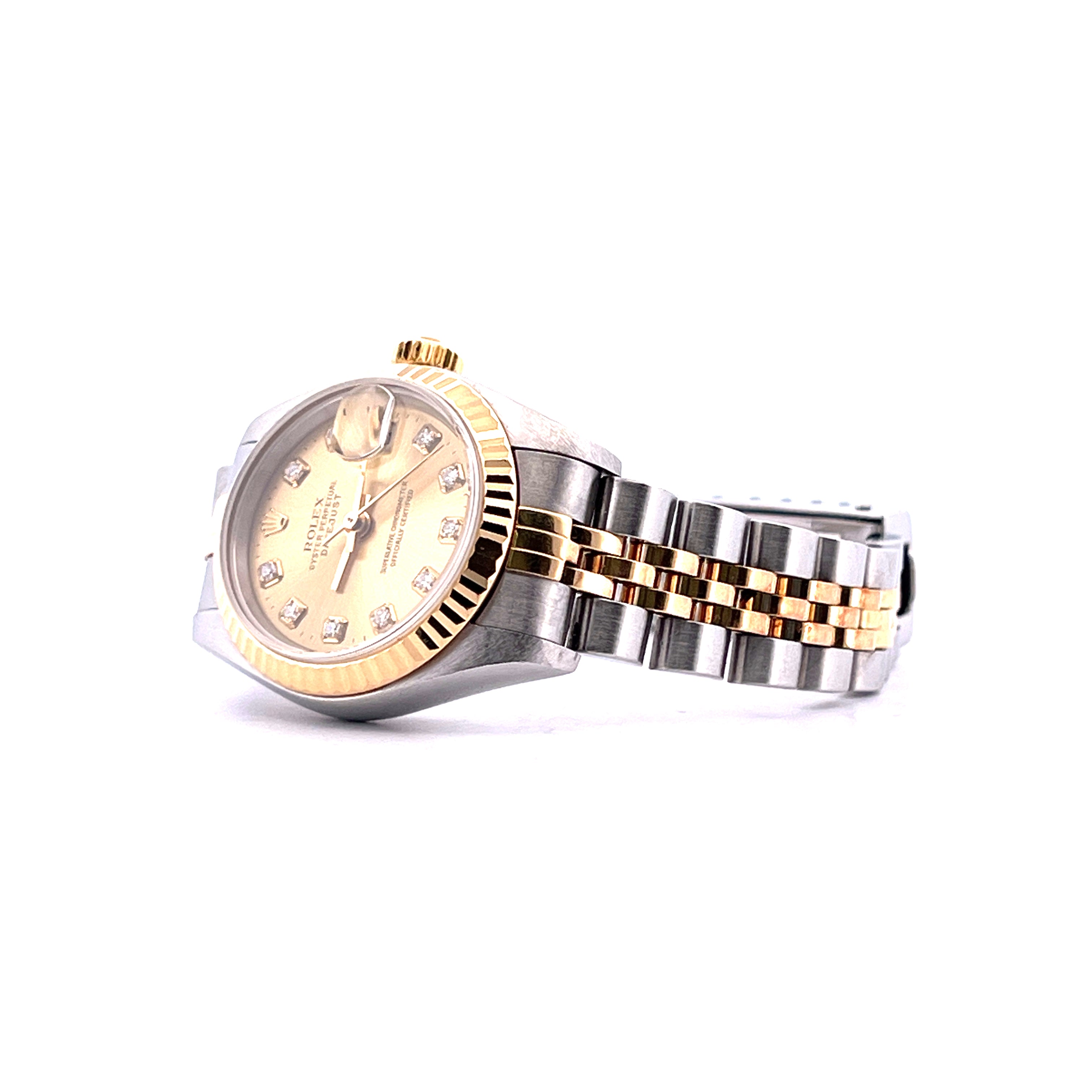 Rolex Lady-Datejust Bicolor, 26mm, Automatik, drei Diamanten sichtbar