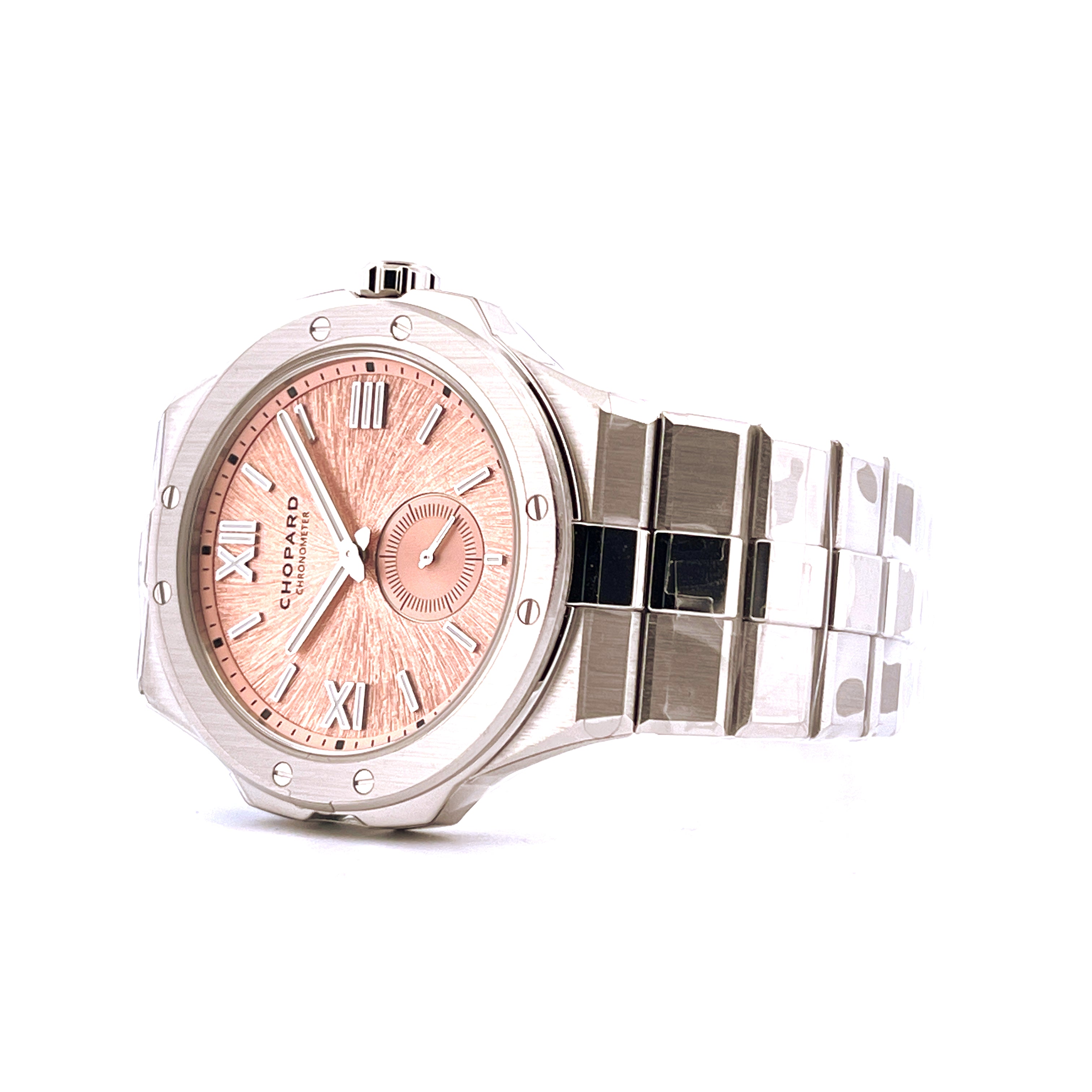 Chopard Alpine Eagle XPS Salmon aus Edelstahl mit Lachsfarbenem Zifferblatt und Metallsarmband