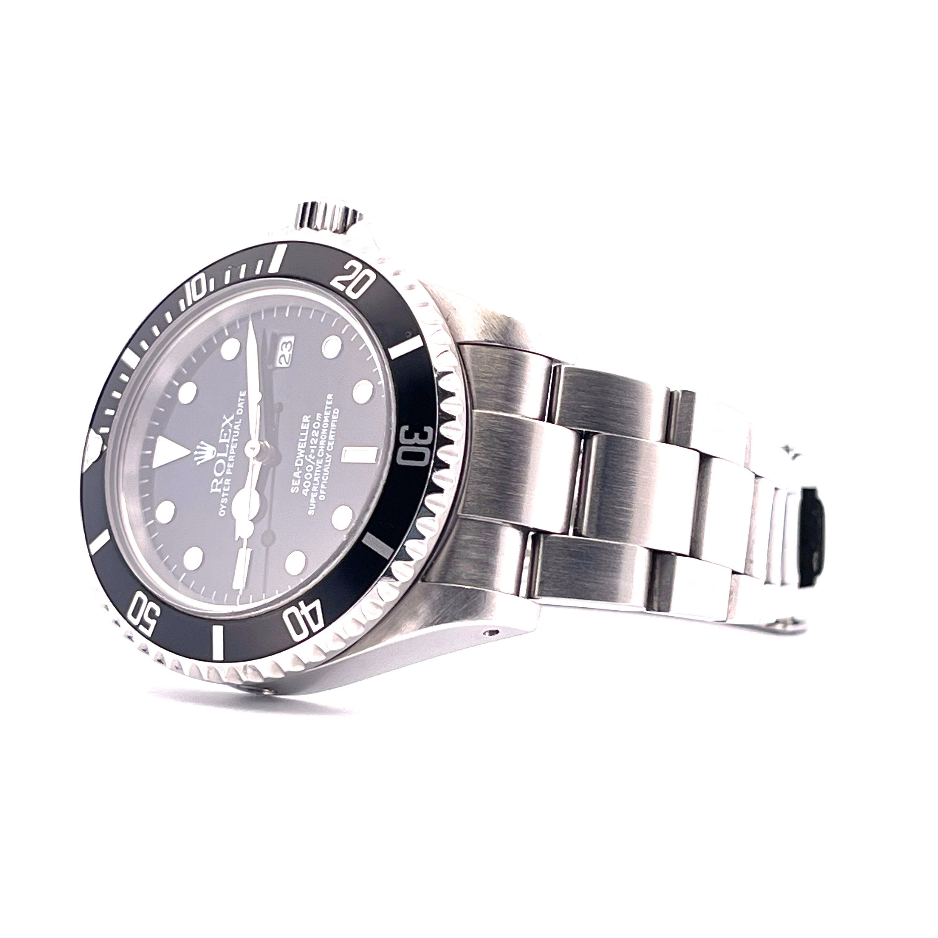 Rolex Sea-Dweller 40mm Stahl Automatik mit schwarzem Zifferblatt und schwarzer Lünette