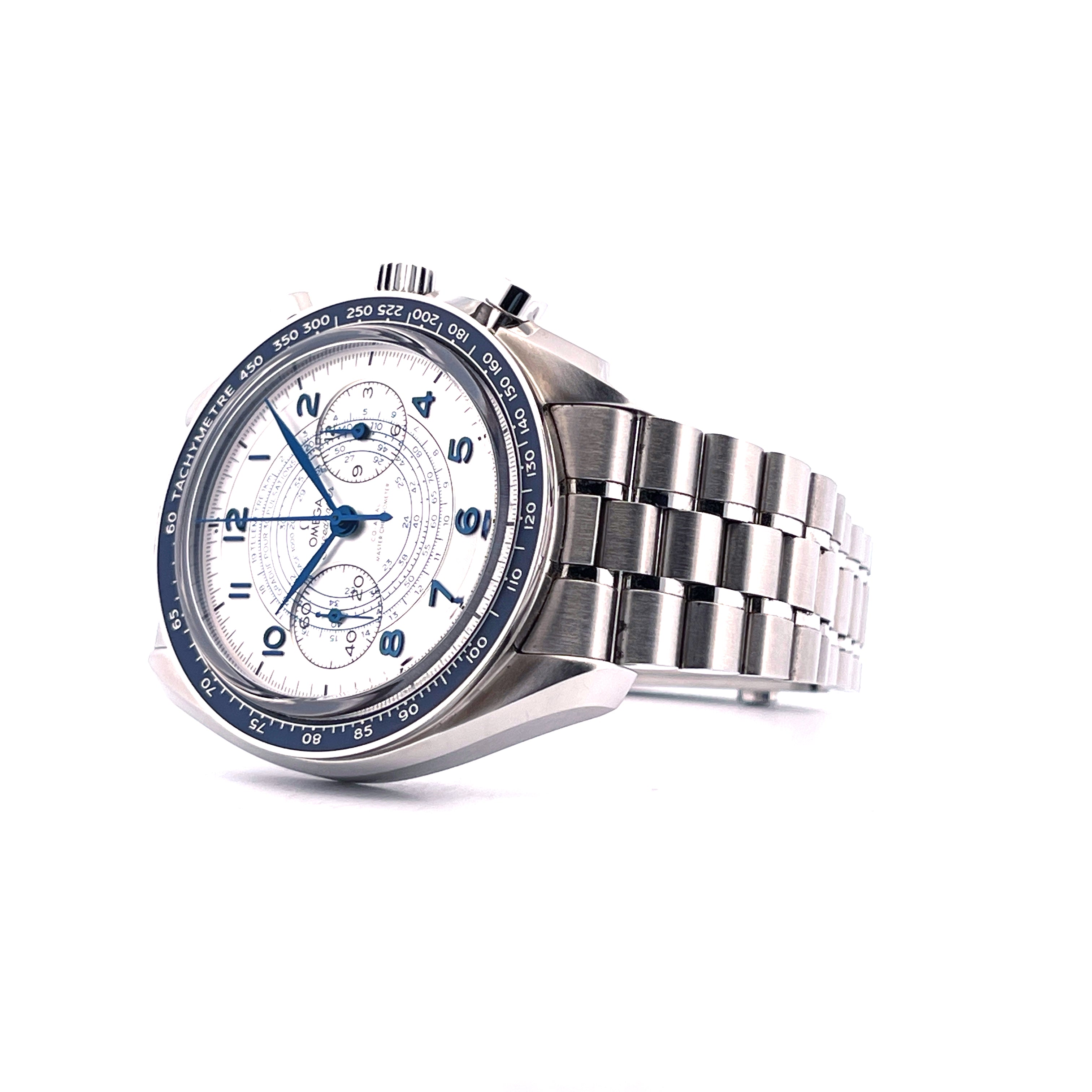 Omega Chronoscope Co-axial Master Chronometer mit Edelstahlarmband und silbernem Zifferblatt aus dem Jahr 2022