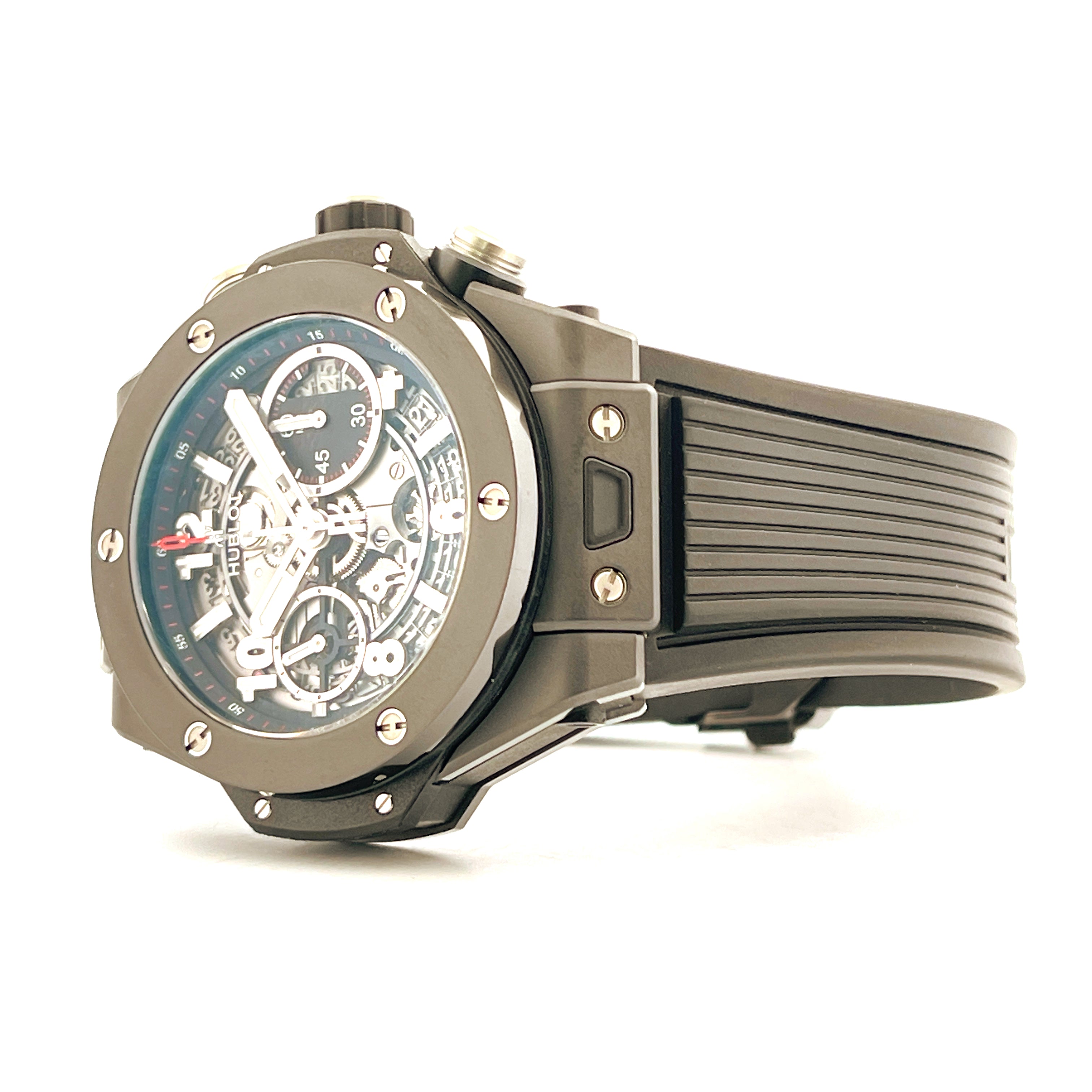 Hublot Big Bang Unico Keramik-Chronograph mit skelettiertem Zifferblatt und schwarzem Kautschukarmband