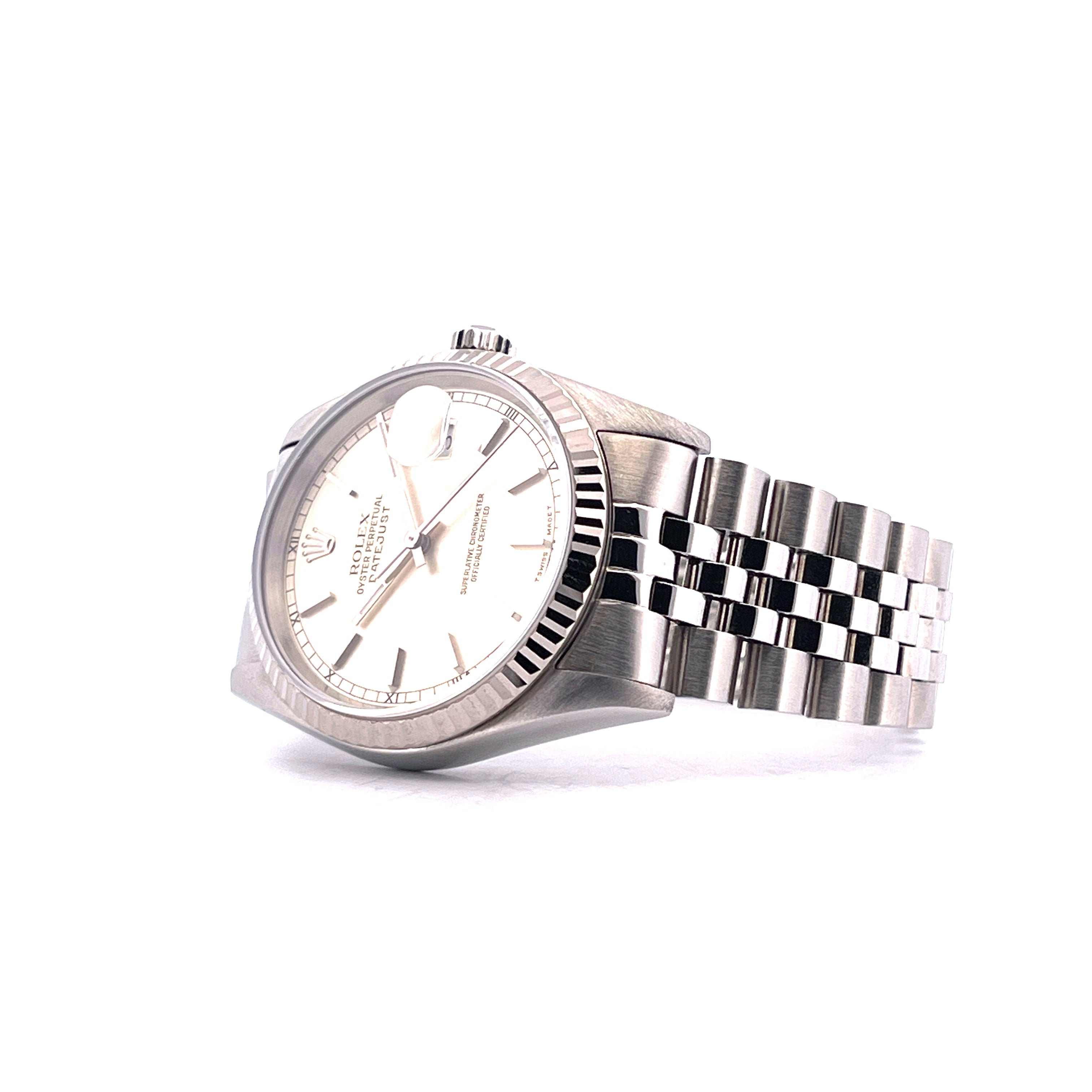 Rolex Datejust 36 aus Edelstahl mit silbernem Zifferblatt und Jubilee-Armband von 1999