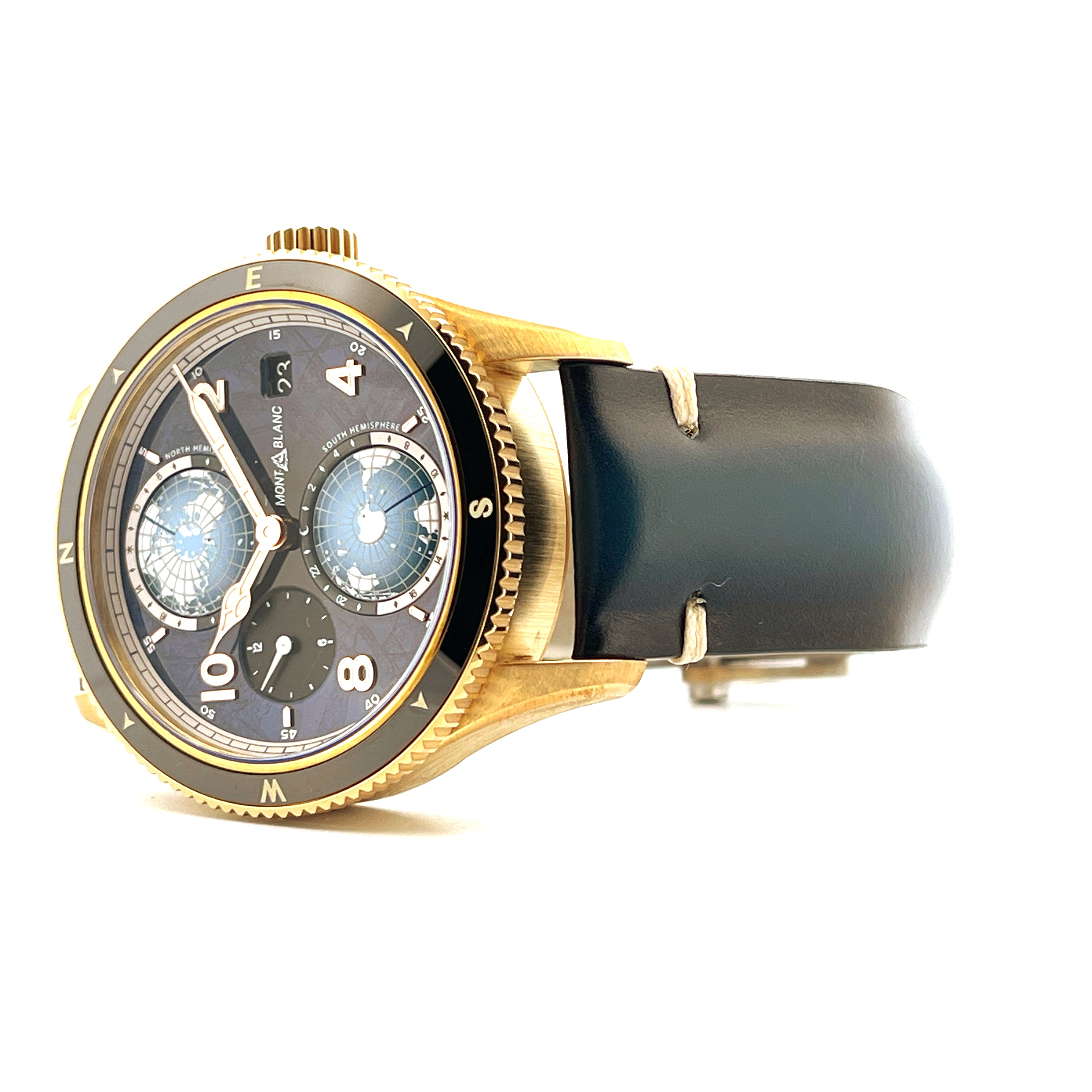 Montblanc Geosphere 0 Oxygen Limited Edition 42 mm 1858 Armbanduhr mit Bronzegeschäuse und Lederarmband