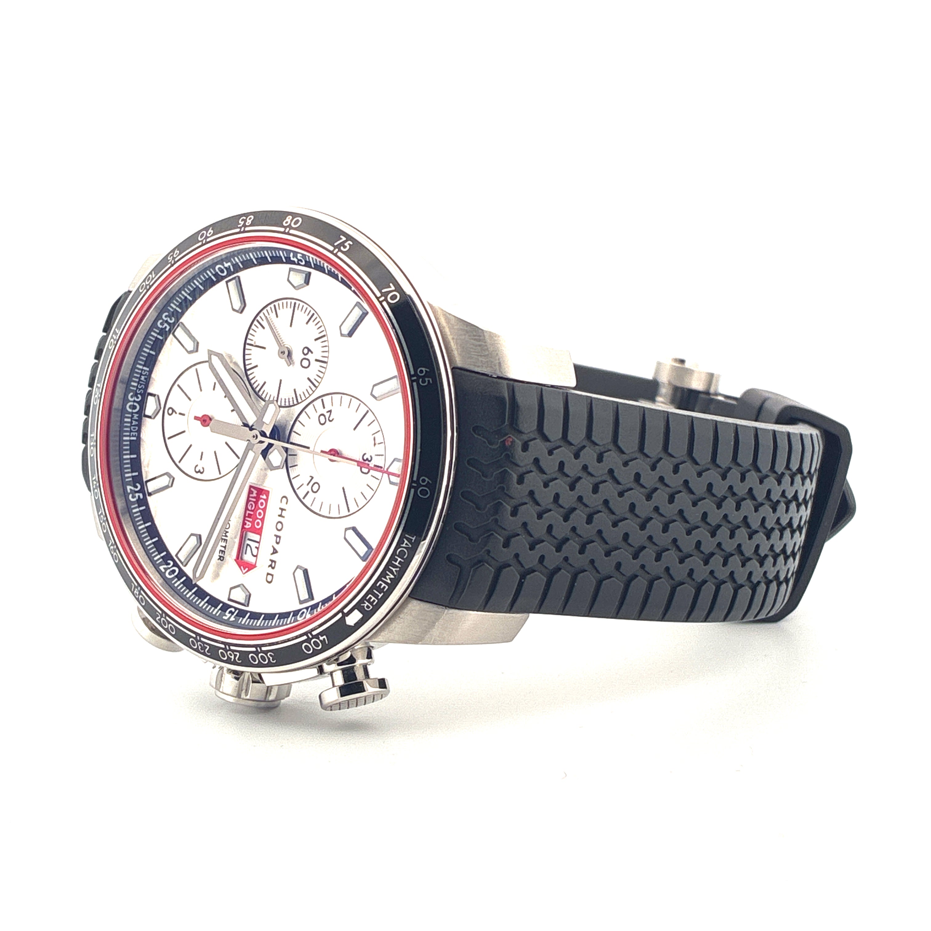 Chopard Mille Miglia 2017 Race Limited Edition mit weißem Zifferblatt und Gummireifen-Armband
