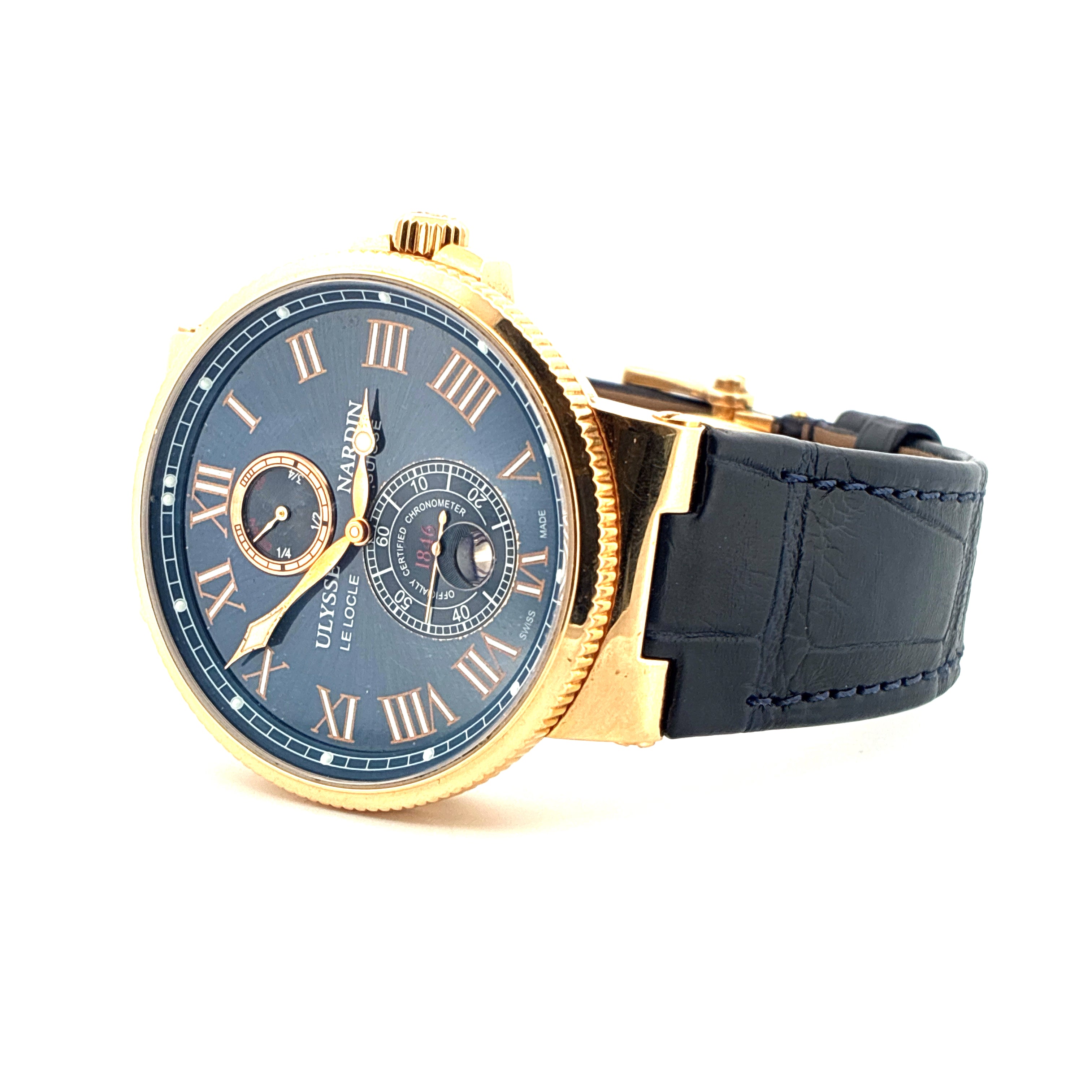 Maxi Marine Chronometer 43mm Blue Dial / Folding clasp / Box & Papers