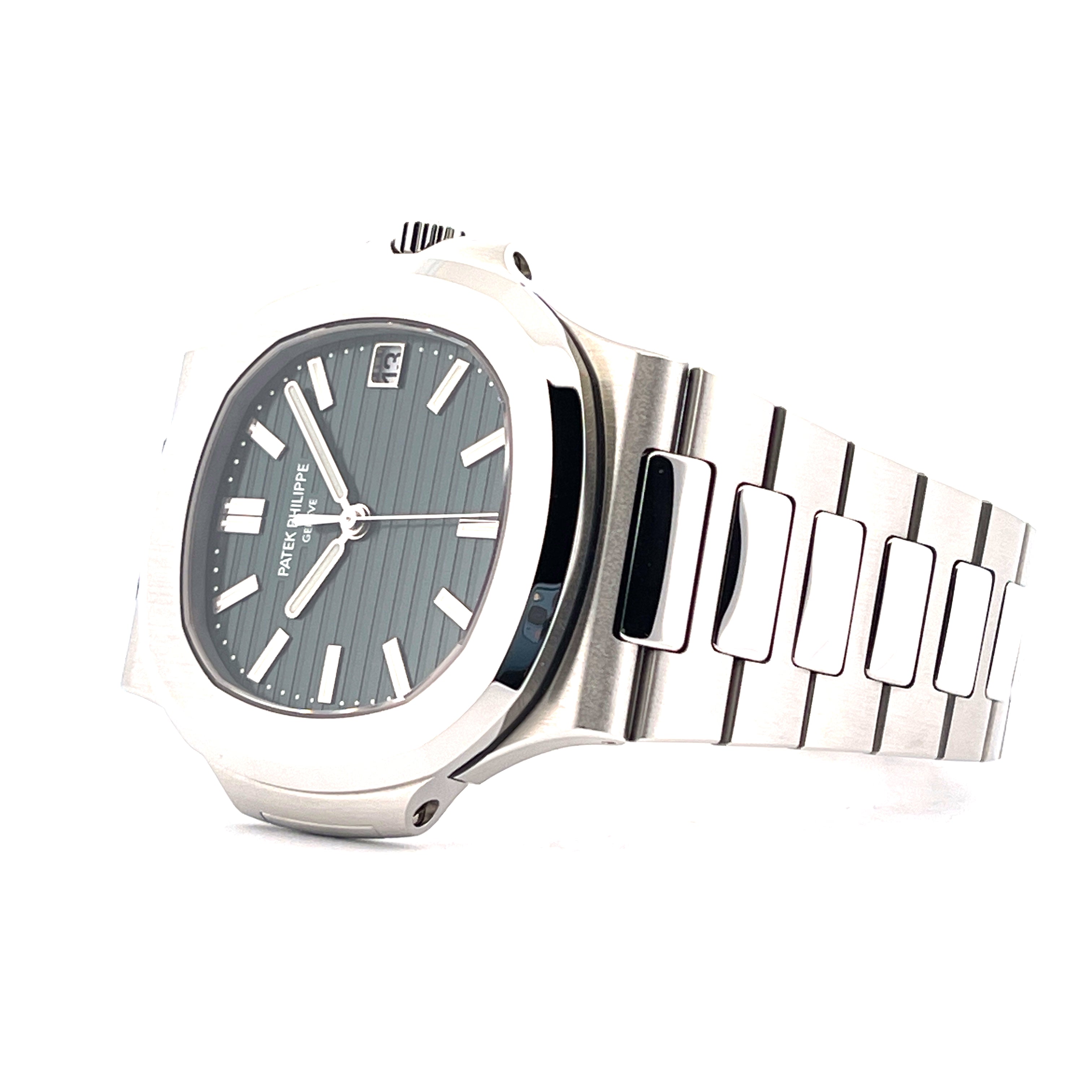 Patek Philippe Nautilus 5711/1A-014 mit grauem Zifferblatt und Edelstahluhrband im Detail