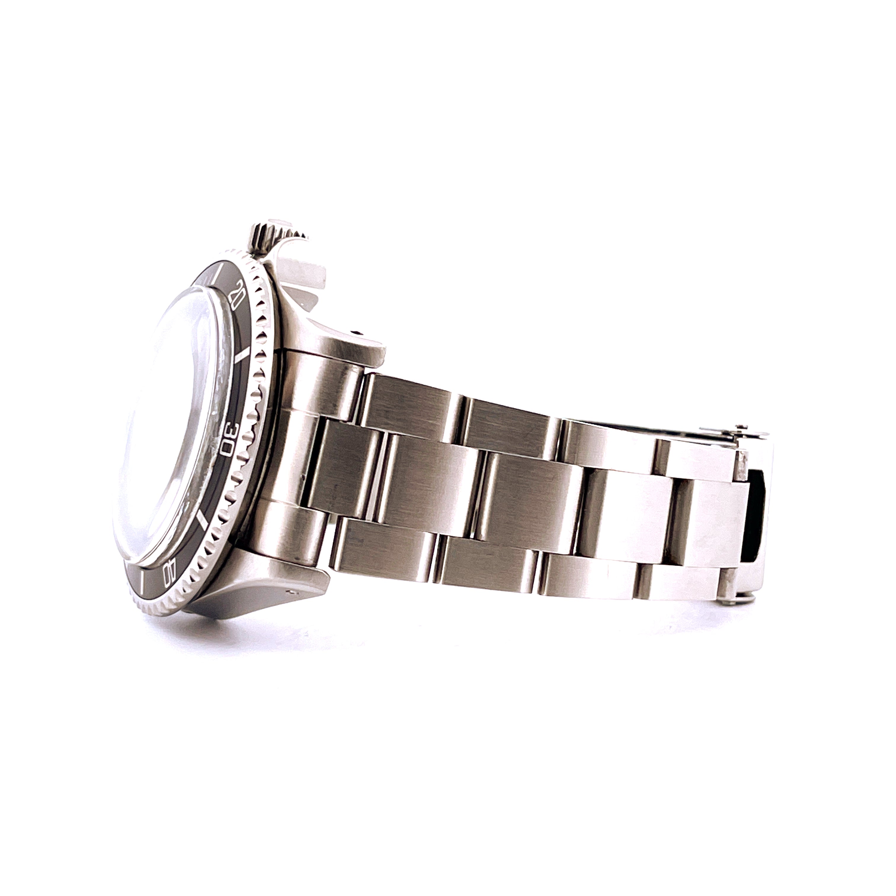 Rolex Sea-Dweller 1665 Great White von 1978, Seitenansicht einer Stahl-Taucheruhr mit Oyster-Armband
