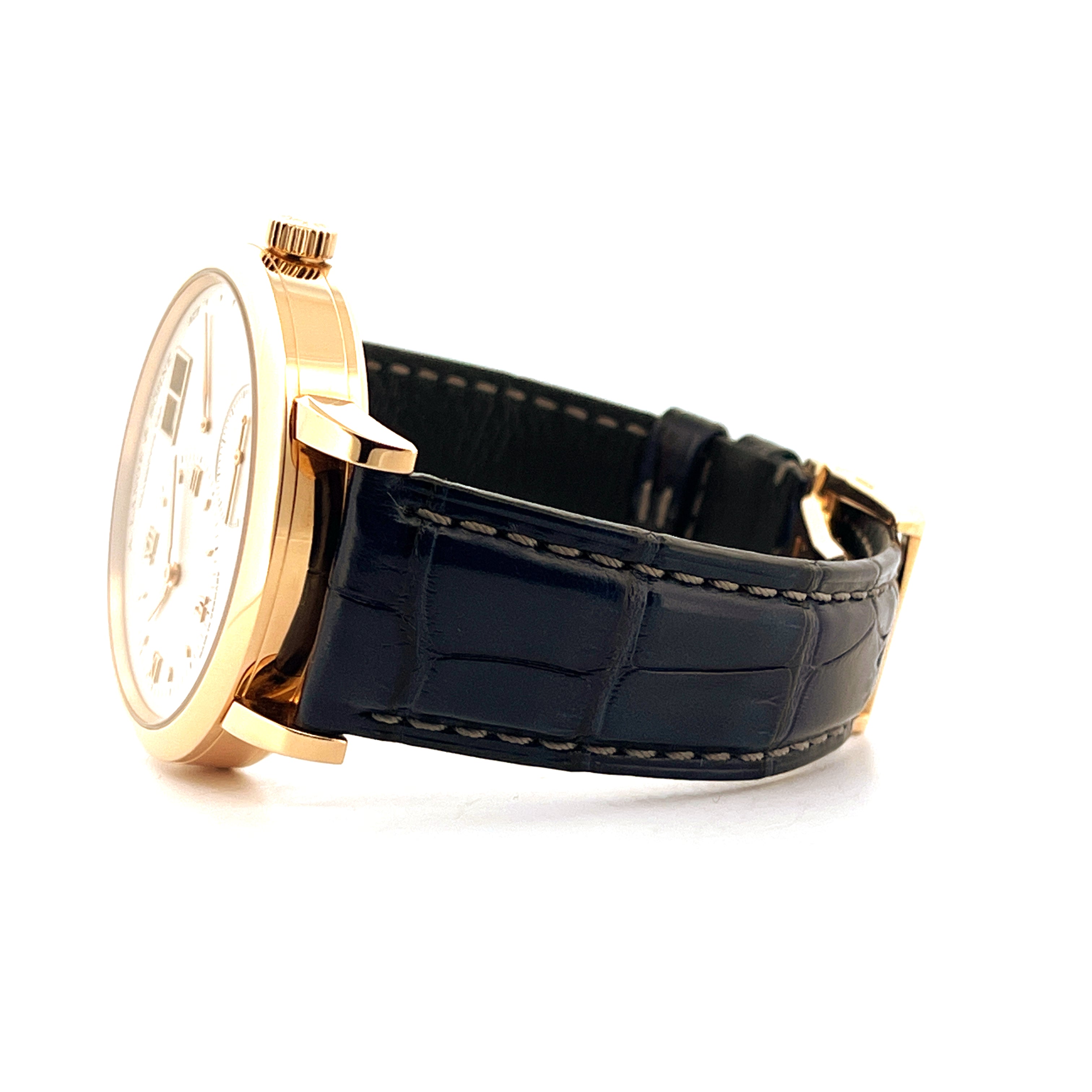 A. Lange & Söhne Grand Lange 1 Folding Clasp (2018) Roségold Uhr mit schwarzem Krokodillederband Seitenansicht