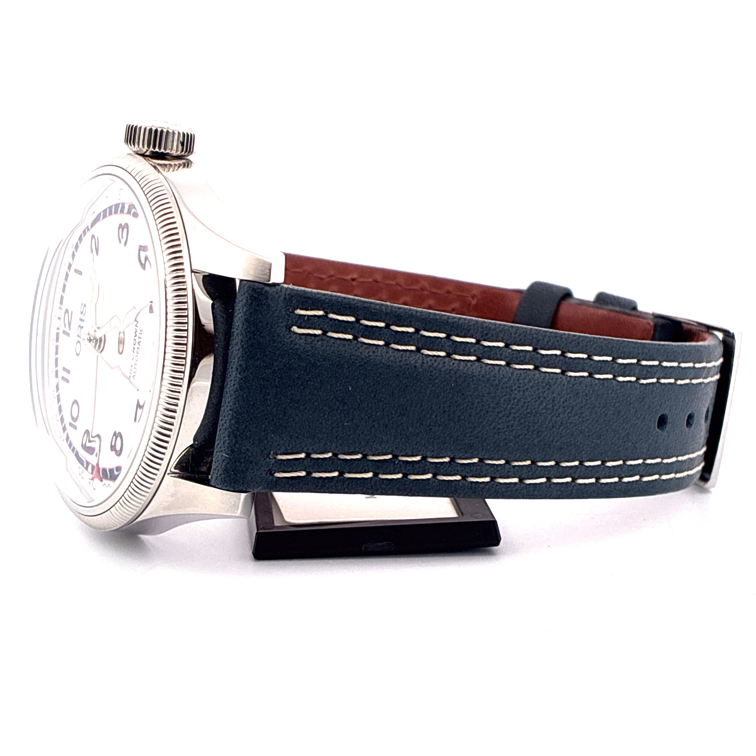 Oris Big Crown Hank Aaron Limited Edition Automatik mit weißem Zifferblatt und dunkelblauem Lederarmband