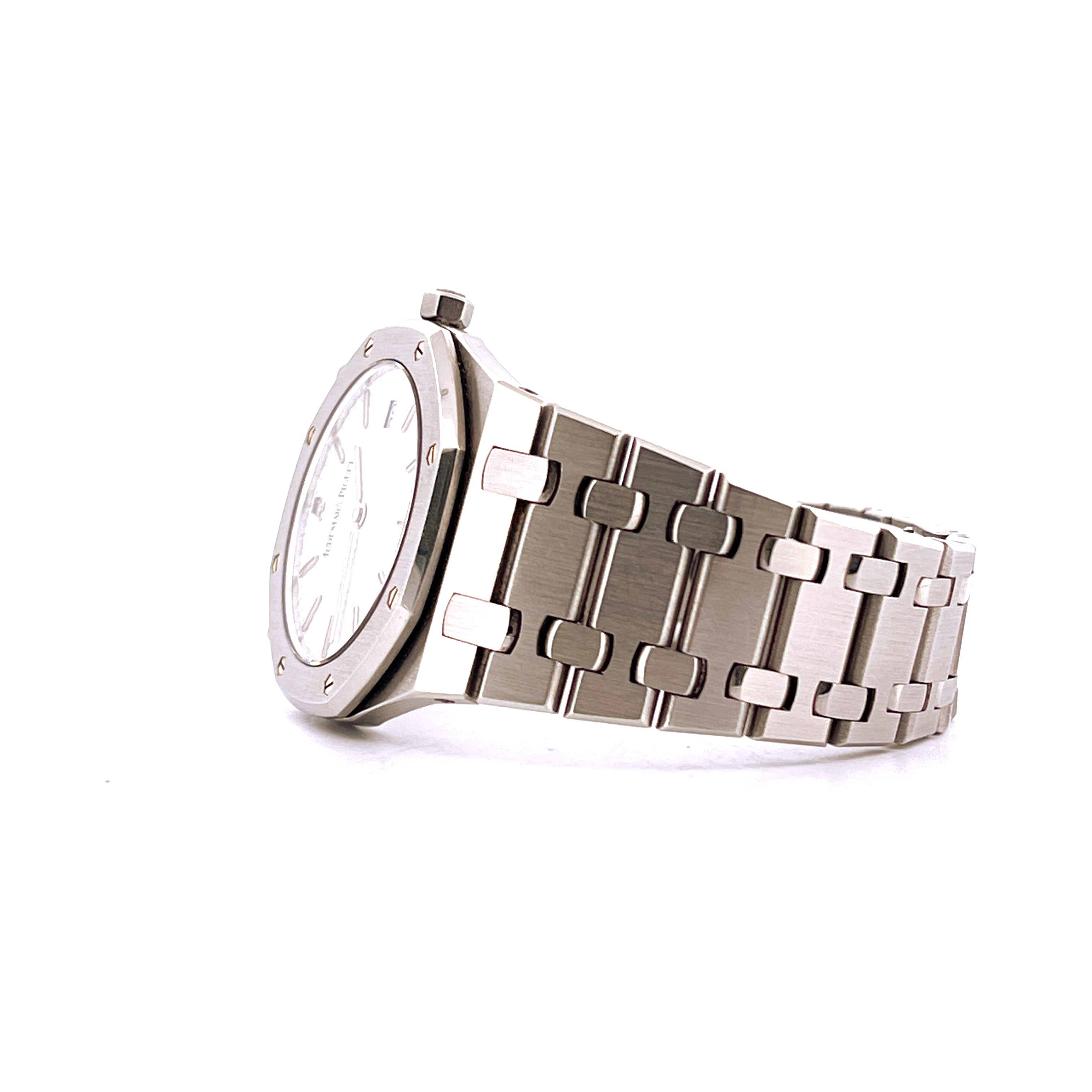 Audemars Piguet Royal Oak 56175ST Seitenansicht auf weißem Hintergrund