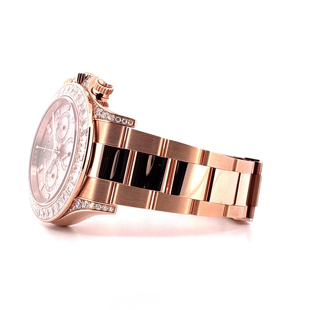 Rolex Daytona Roségold mit Diamanten, Seitenansicht, Chronograph, Diamantbesatz, Roségoldarmband