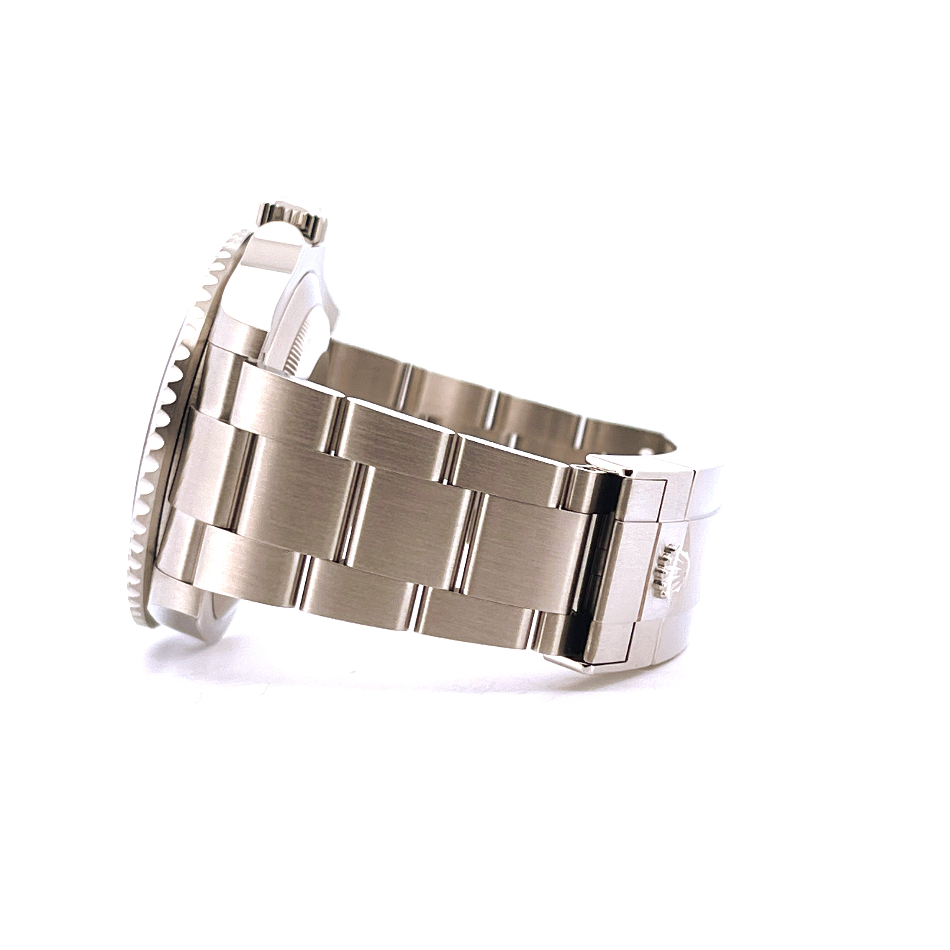 Rolex Submariner Date Starbucks 2023 Seitenansicht des Edelstahlgehäuses und Armbands