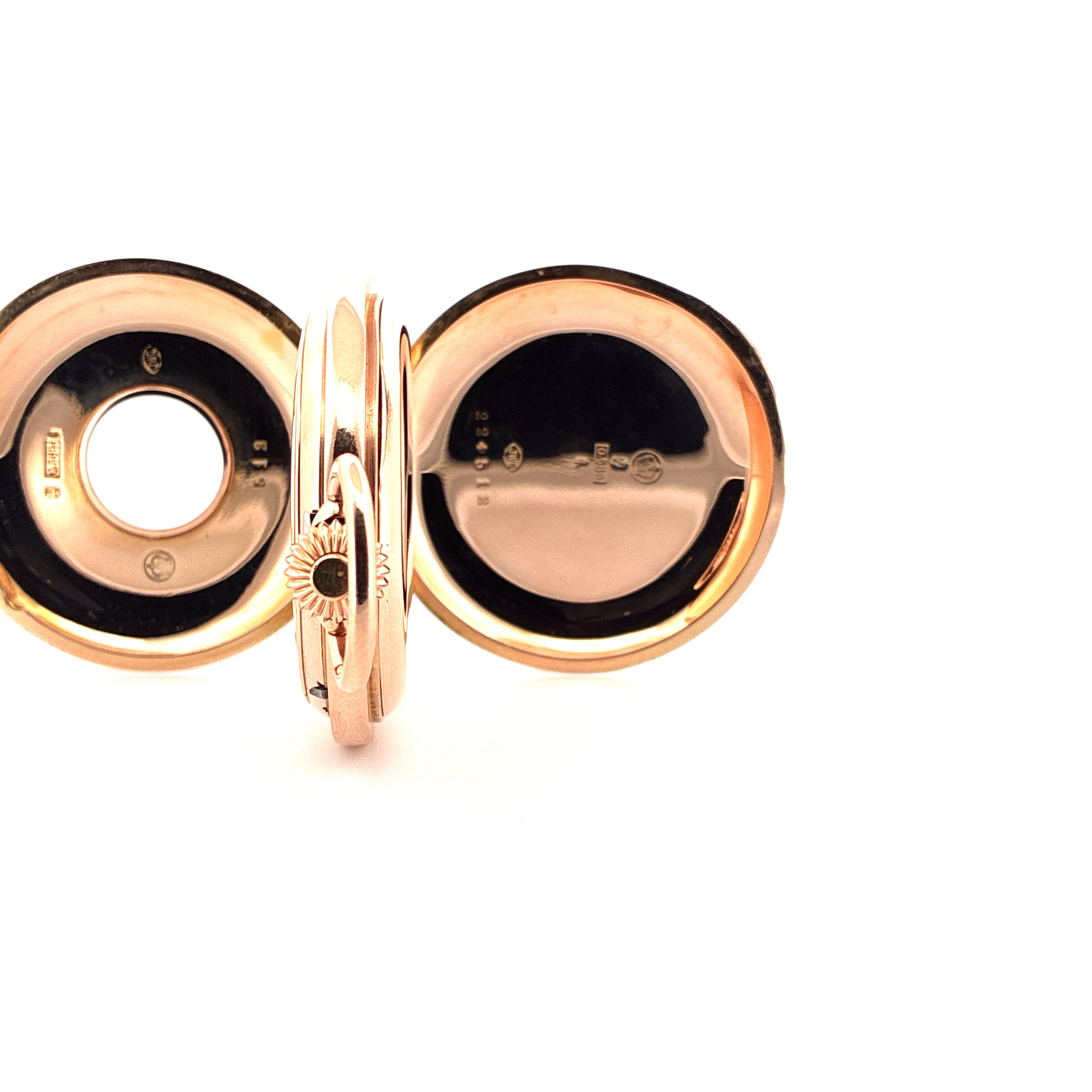 Offene IWC Taschenuhr aus Gelbgold, Innenseiten mit Gravuren und kleiner Sekunde