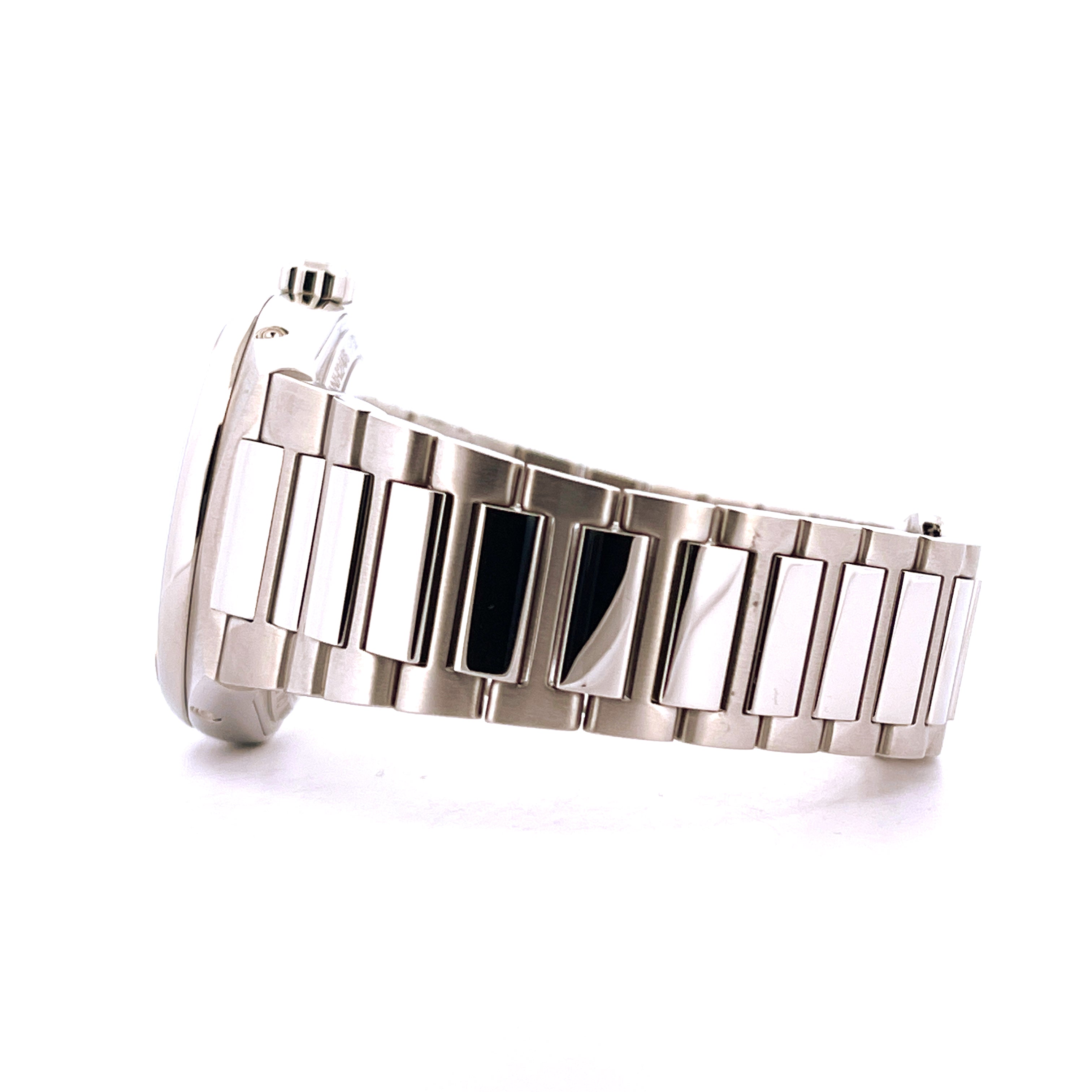 Seitenansicht des Frederique Constant Highlife Perpetual Calendar Manufaktur Automatik Uhrarmbands aus Edelstahl