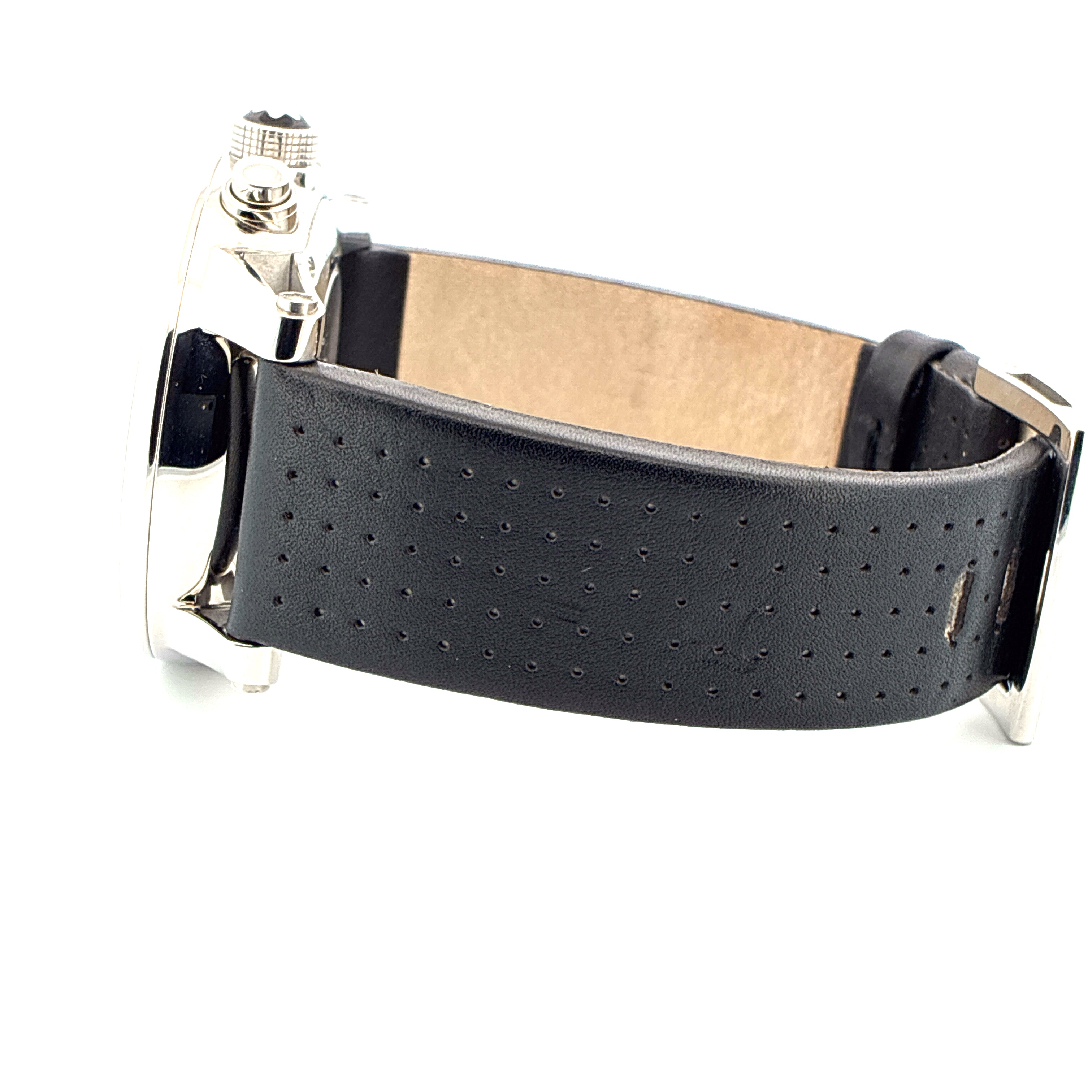 Montblanc Timewalker Chronograph mit schwarzem Locharmband aus Leder, Seitenansicht