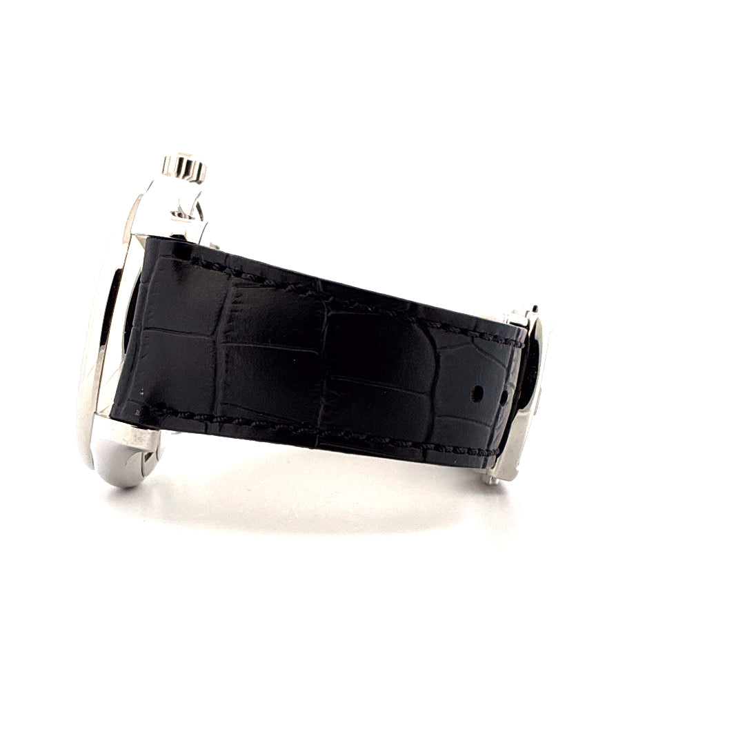 Frederique Constant Runabout Moonphase Limited Edition mit schwarzem Krokolederarmband und Edelstahlgehäuse