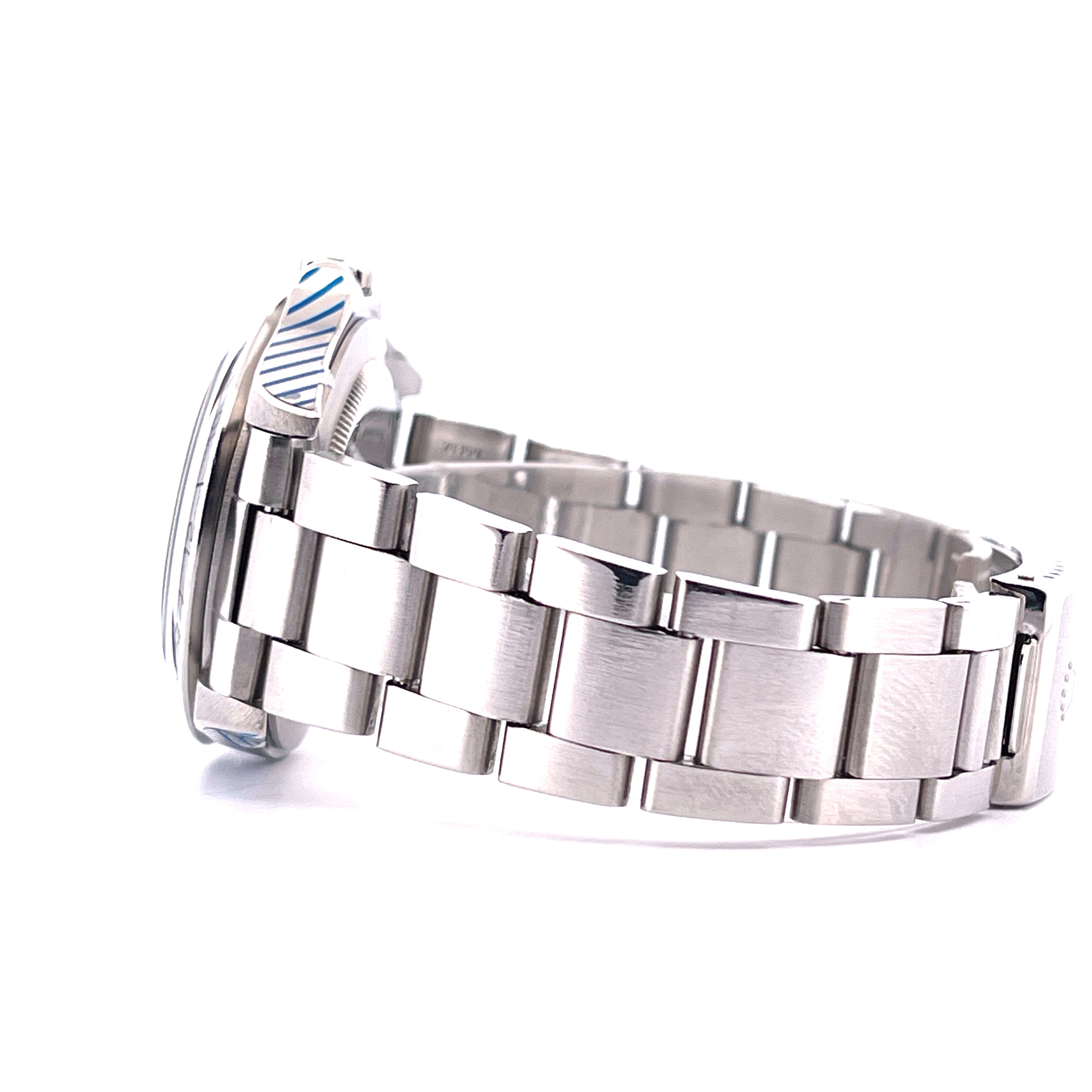 Rolex Explorer II Steve McQueen aus Stahl im Detail, Seitenansicht, sehr guter Zustand